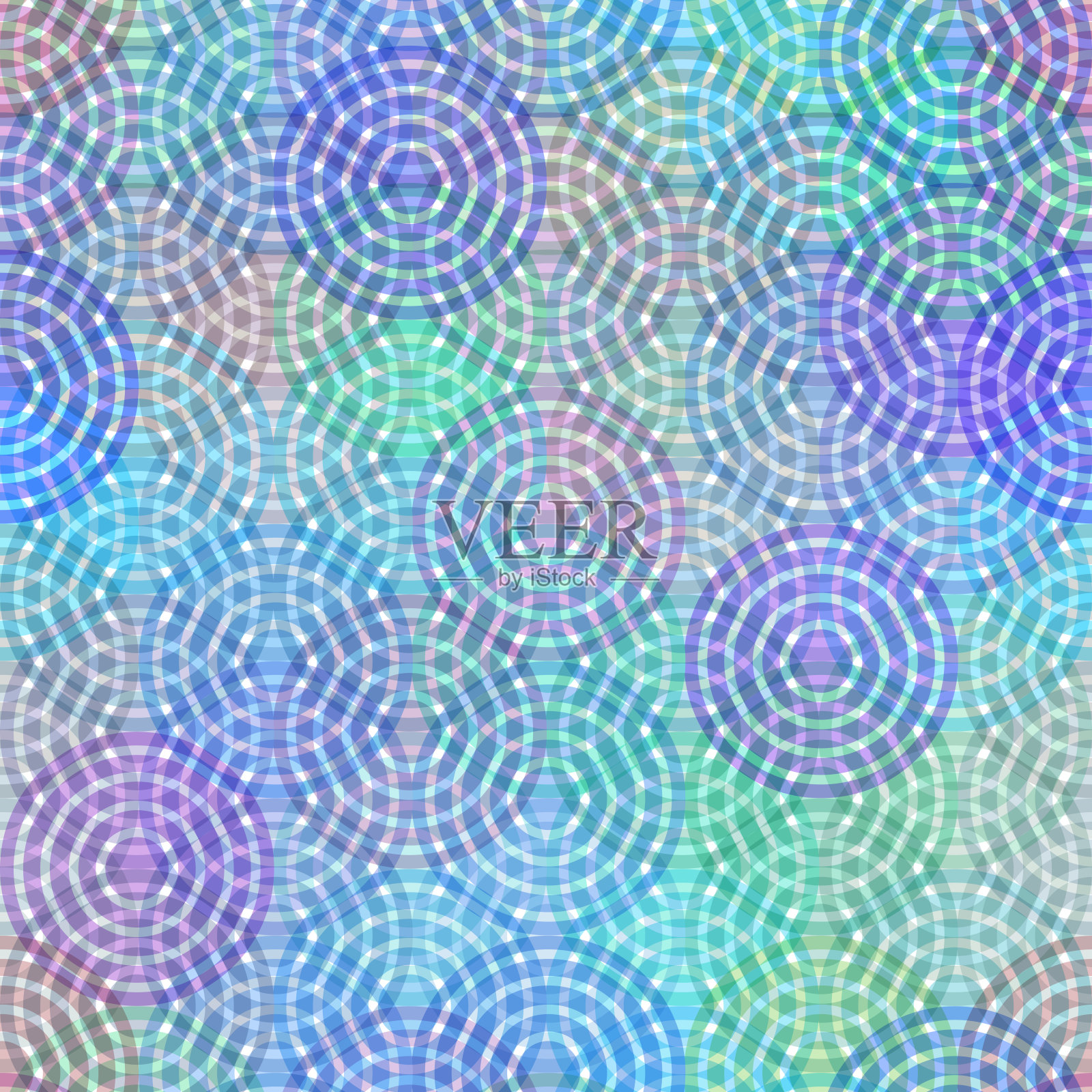 抽象环圆形图案几何背景复古蓝色绿松石紫色紫色装饰纺织印花，网页填充。向量插画图片素材