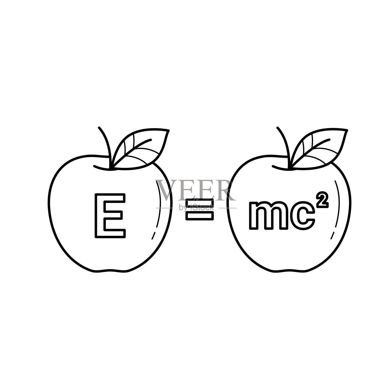 E = mc2矢量线图标插画图片素材