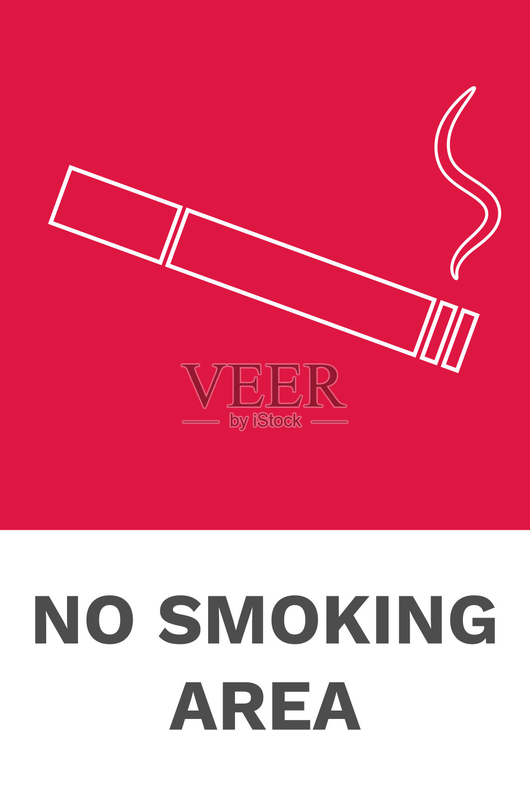 禁止吸烟区垂直标志。向量插画图片素材