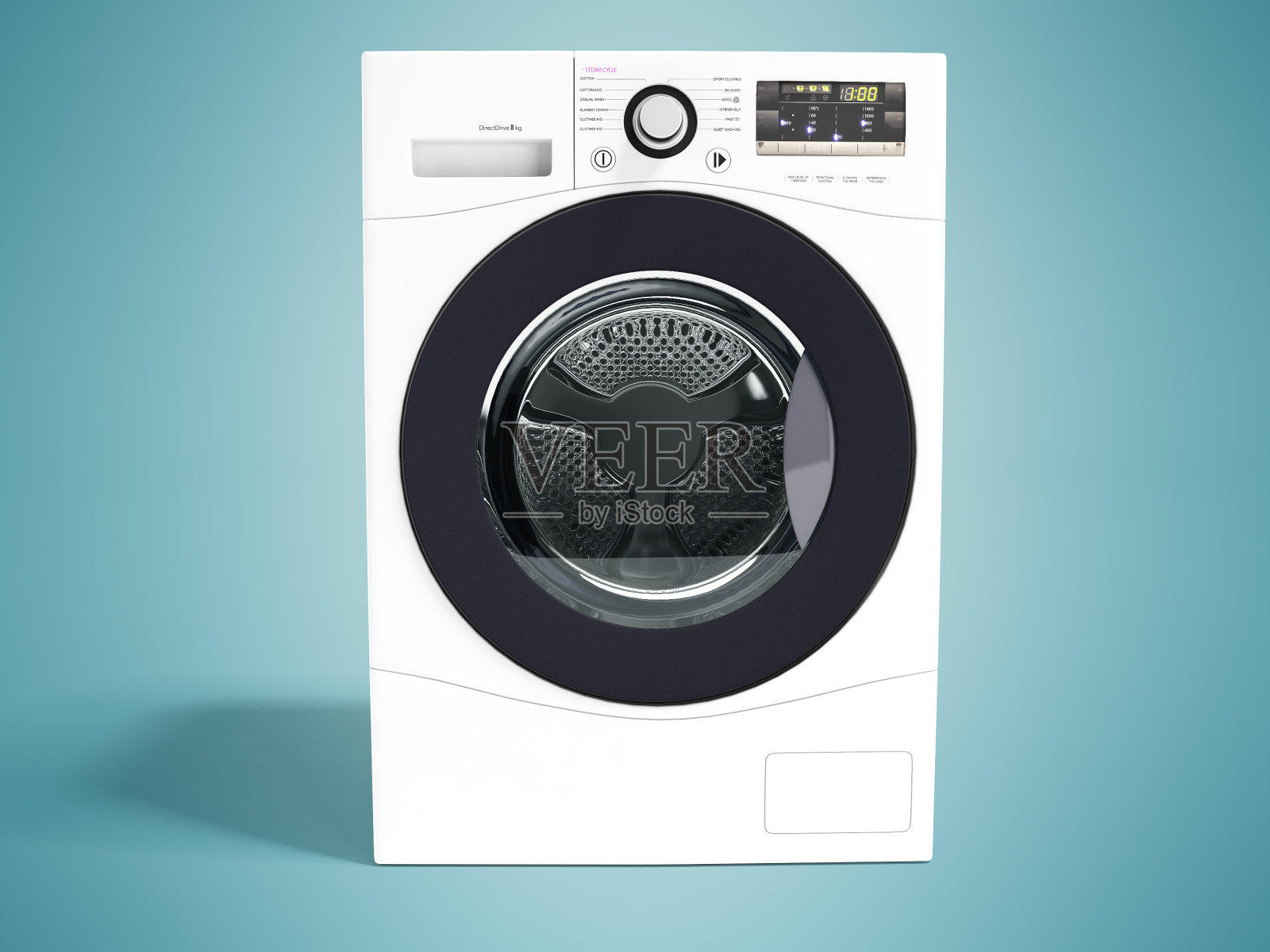 现代洗涤自动电动汽车白色与紫色插图前3d渲染在蓝色字体与阴影照片摄影图片