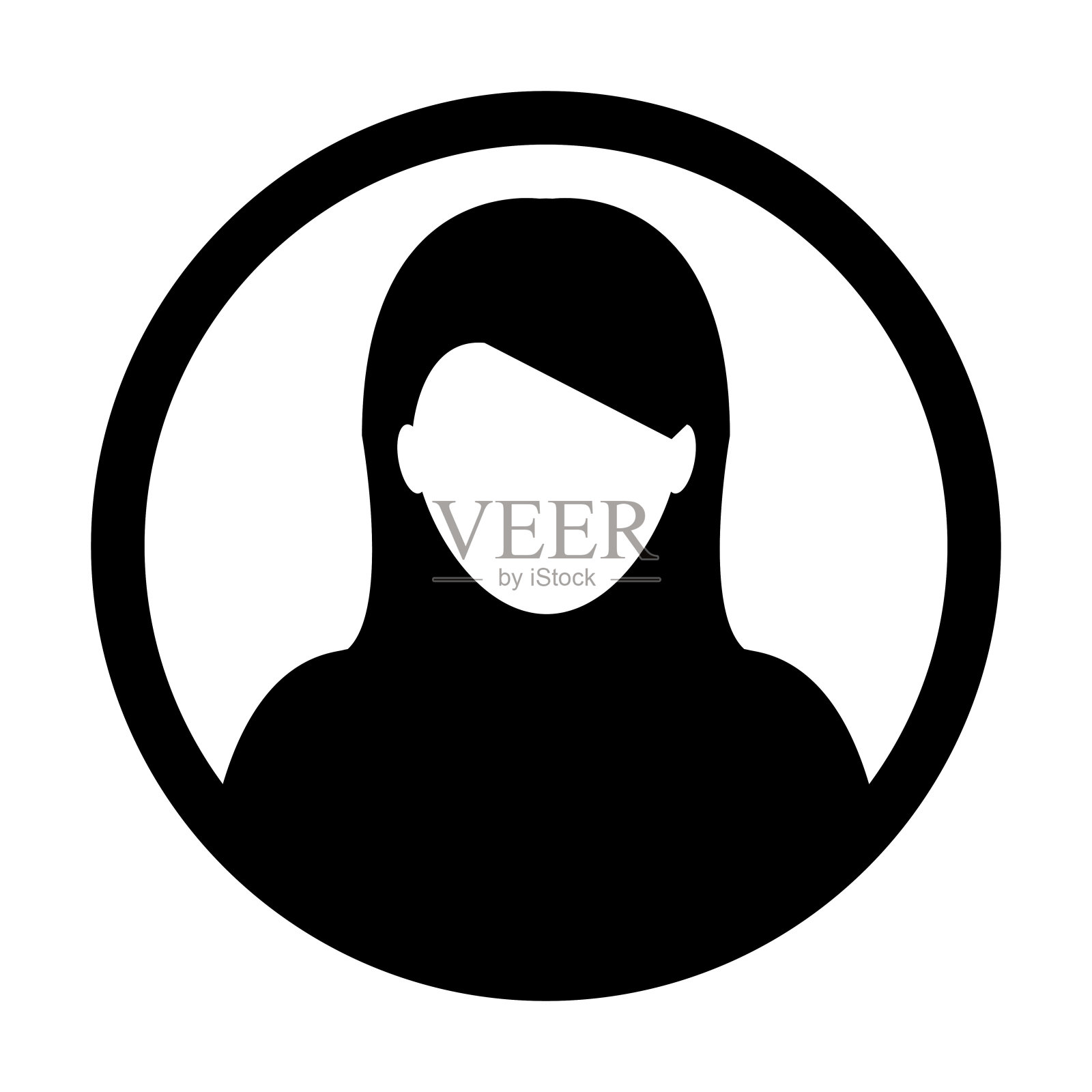 用户图标矢量女性符号轮廓圆头像符号在平面颜色象形文字象形设计元素图片