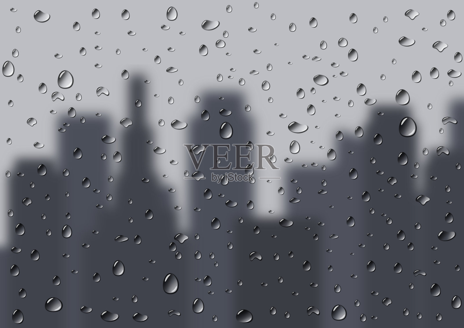 雨滴落在窗户上插画图片素材