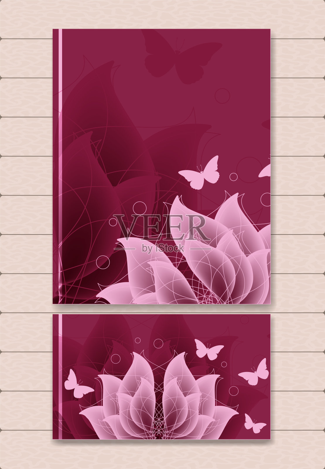 花的背景。有花和蝴蝶的卡片。矢量图设计模板素材