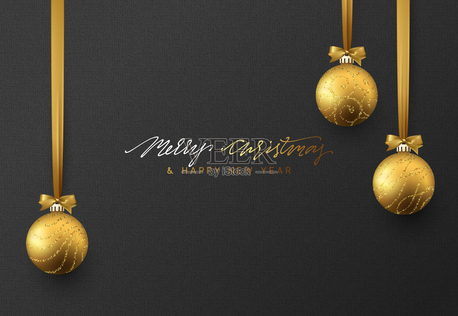 圣诞背景用闪闪发光的金球。设计模板素材