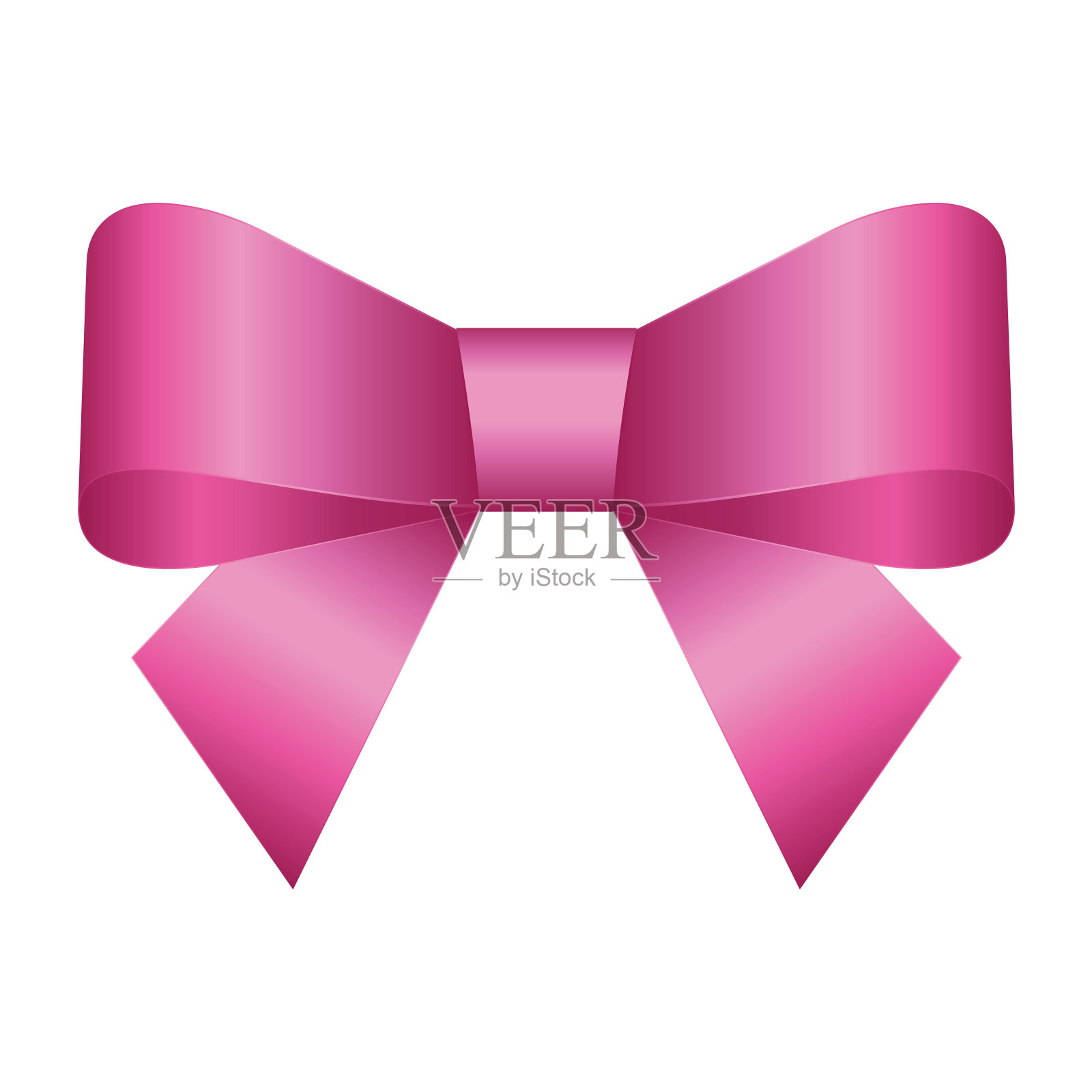 矢量闪亮的粉红色缎子礼物弓靠近孤立的白色背景设计元素图片