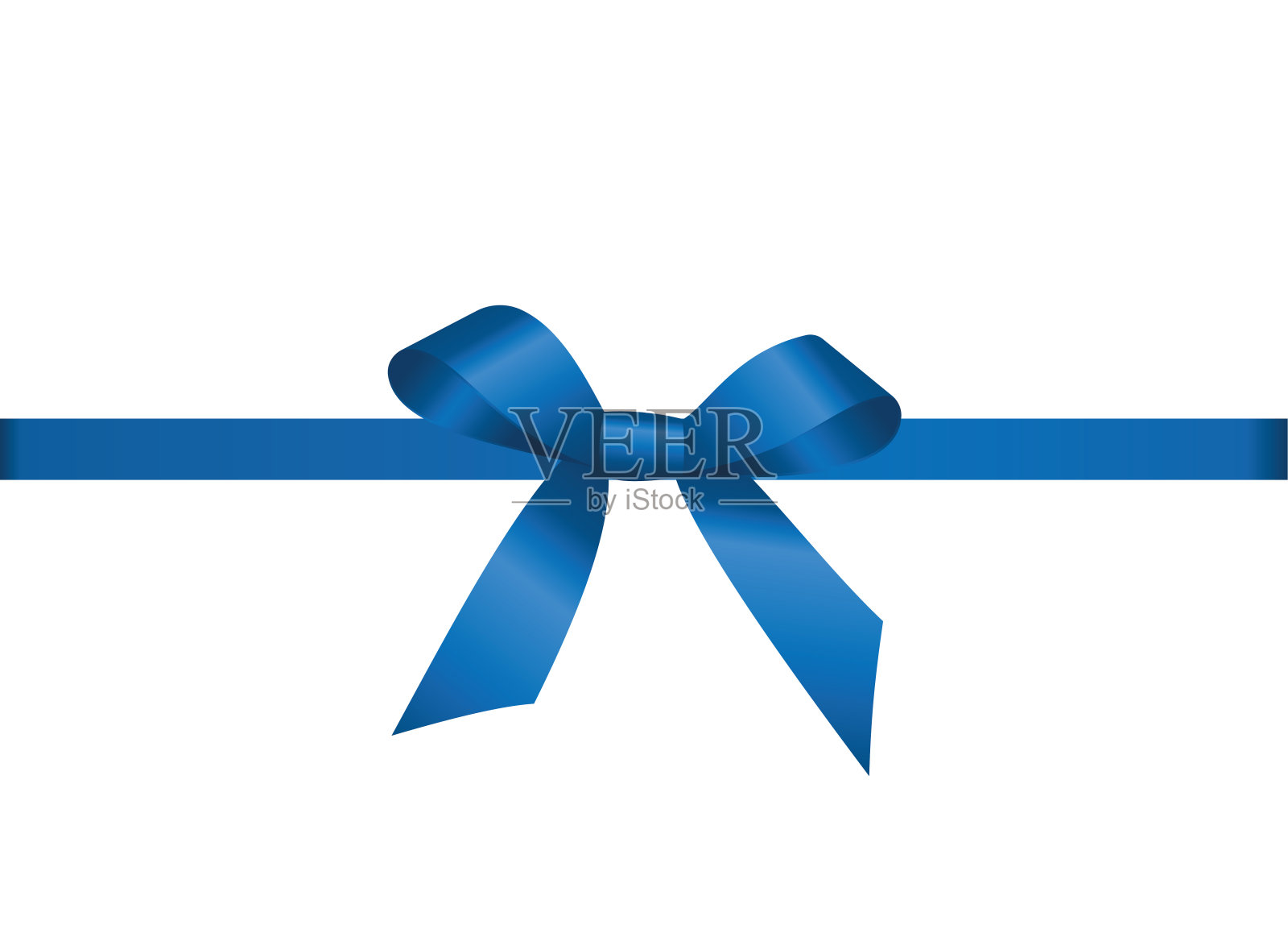 装饰蓝色蝴蝶结与水平丝带孤立的白色。矢量礼品蝴蝶结与缎带为页面装饰。设计元素图片