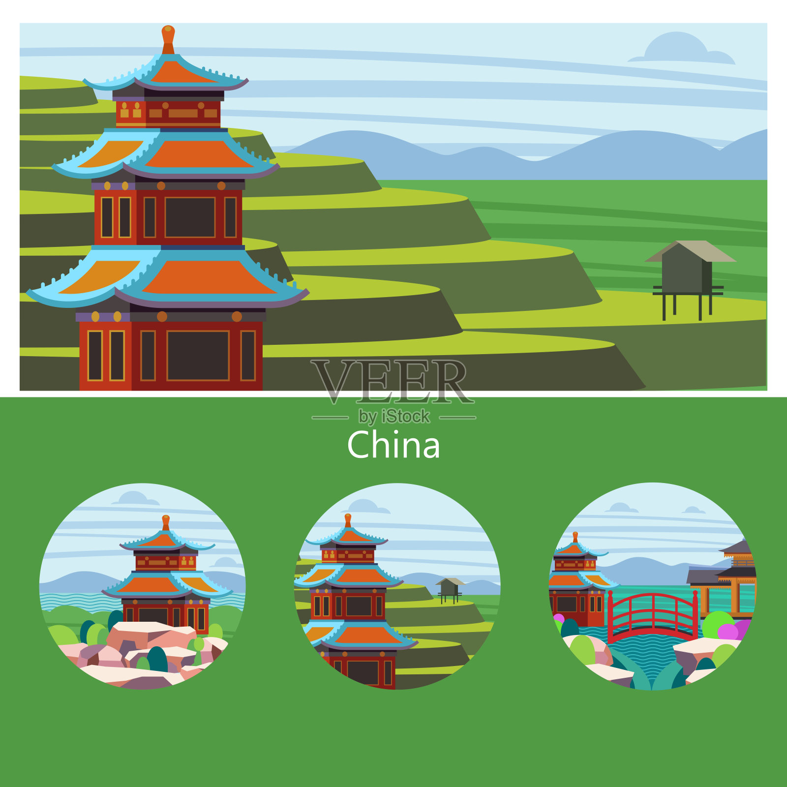 中国矢量插图。插画图片素材