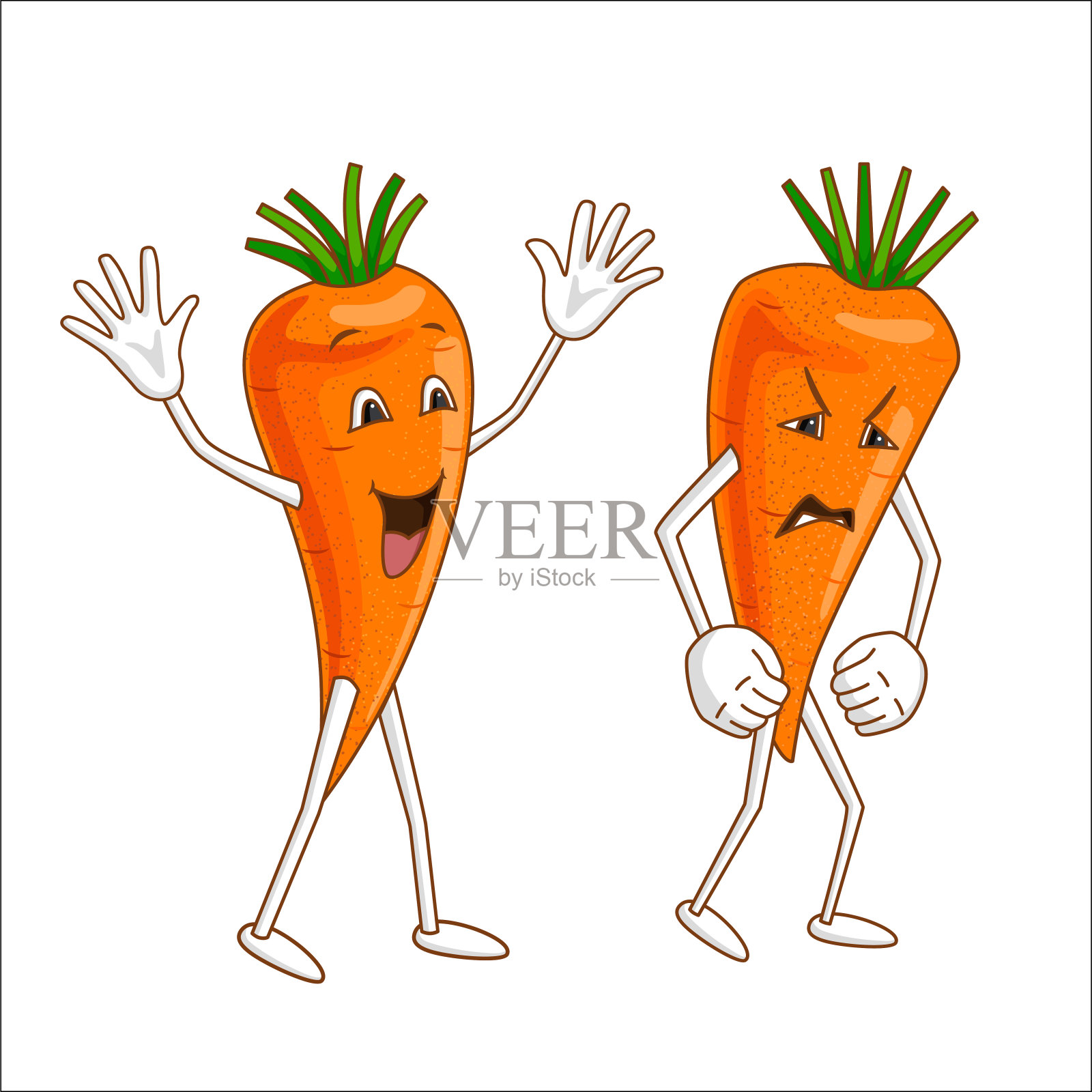 快乐和愤怒的情绪蔬菜插画图片素材