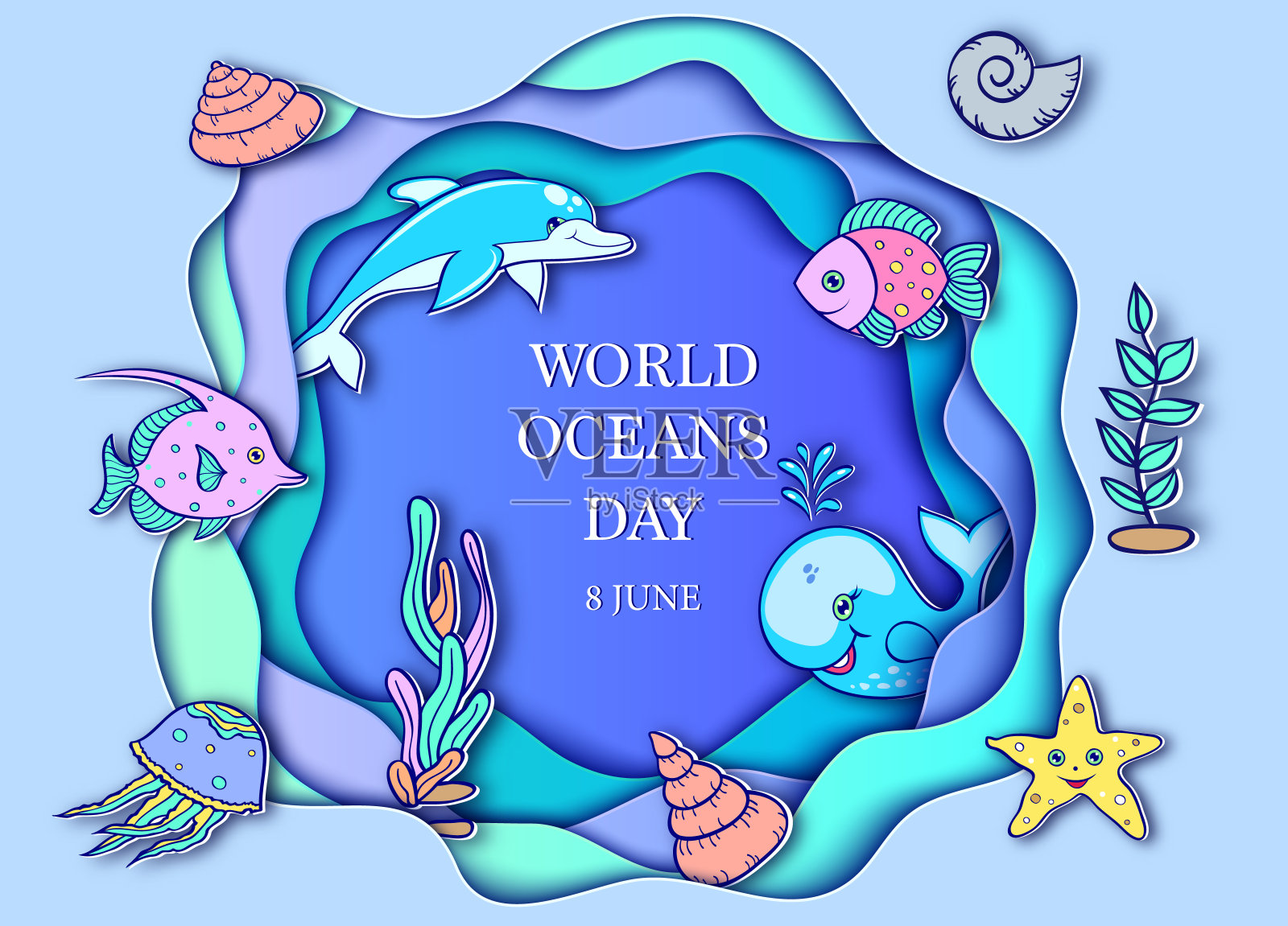 世界海洋日插画图片素材