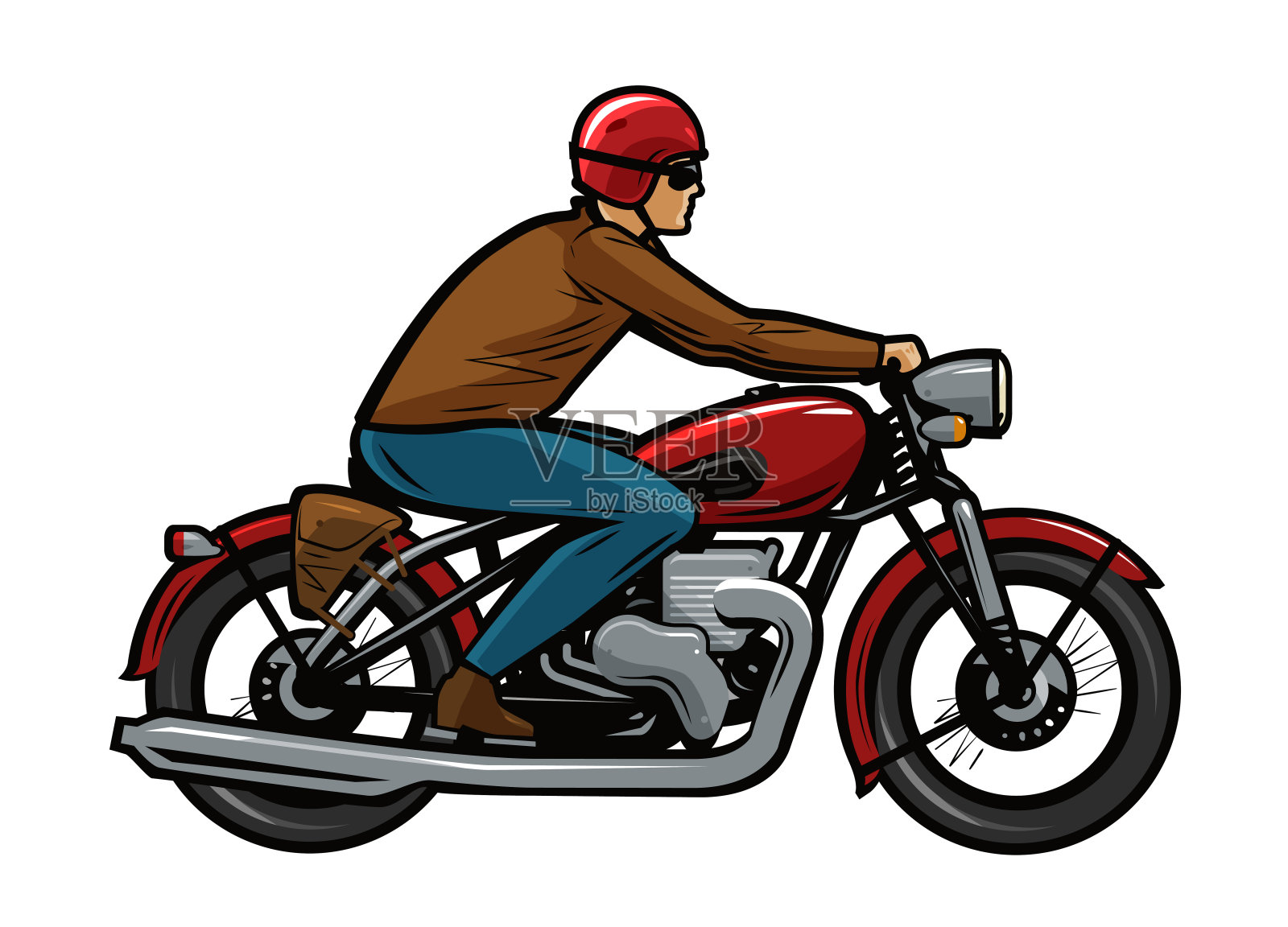 骑摩托车的人卡通矢量图插画图片素材