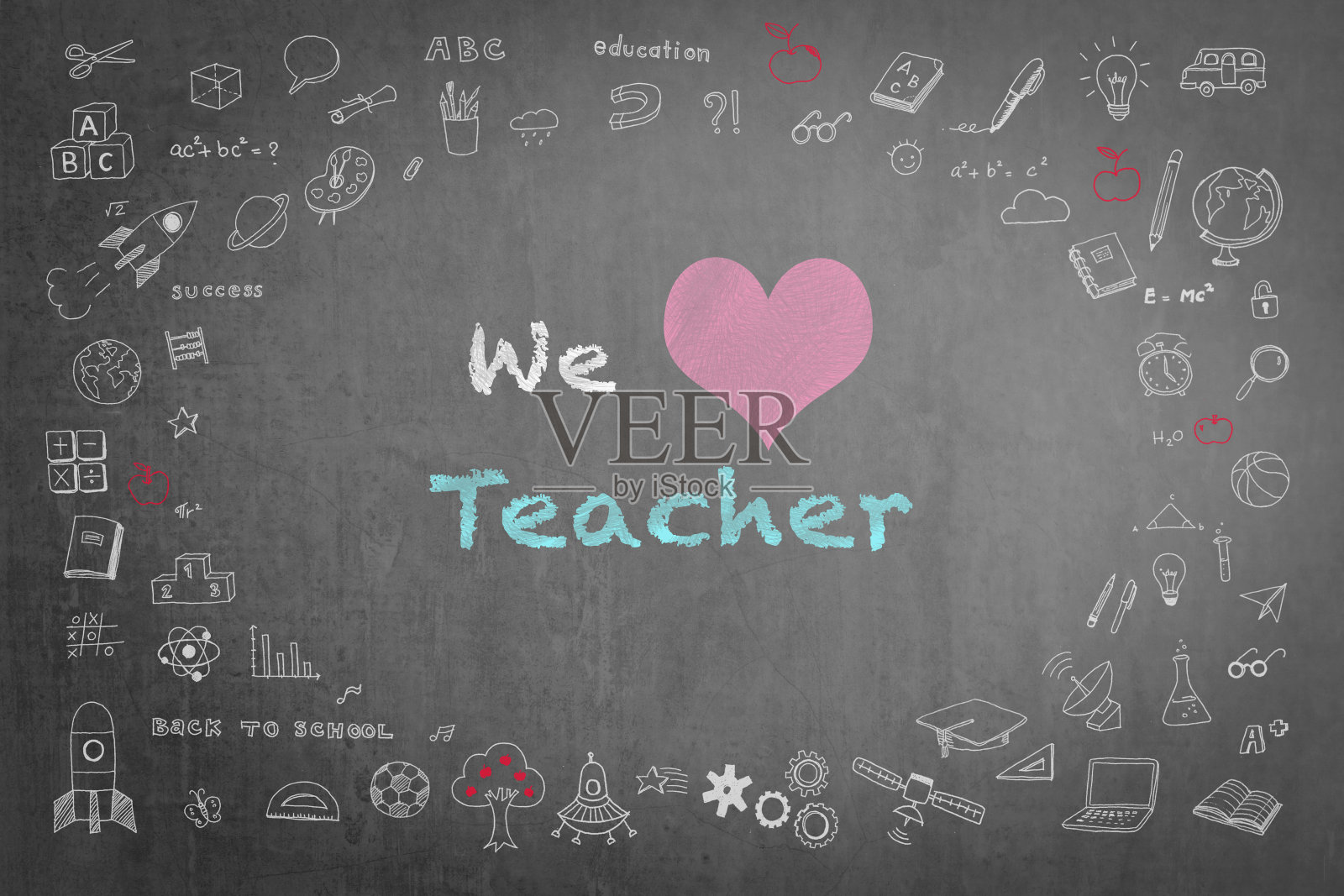 教师节理念用我们爱的老师在学校教室的黑板上涂鸦问候照片摄影图片