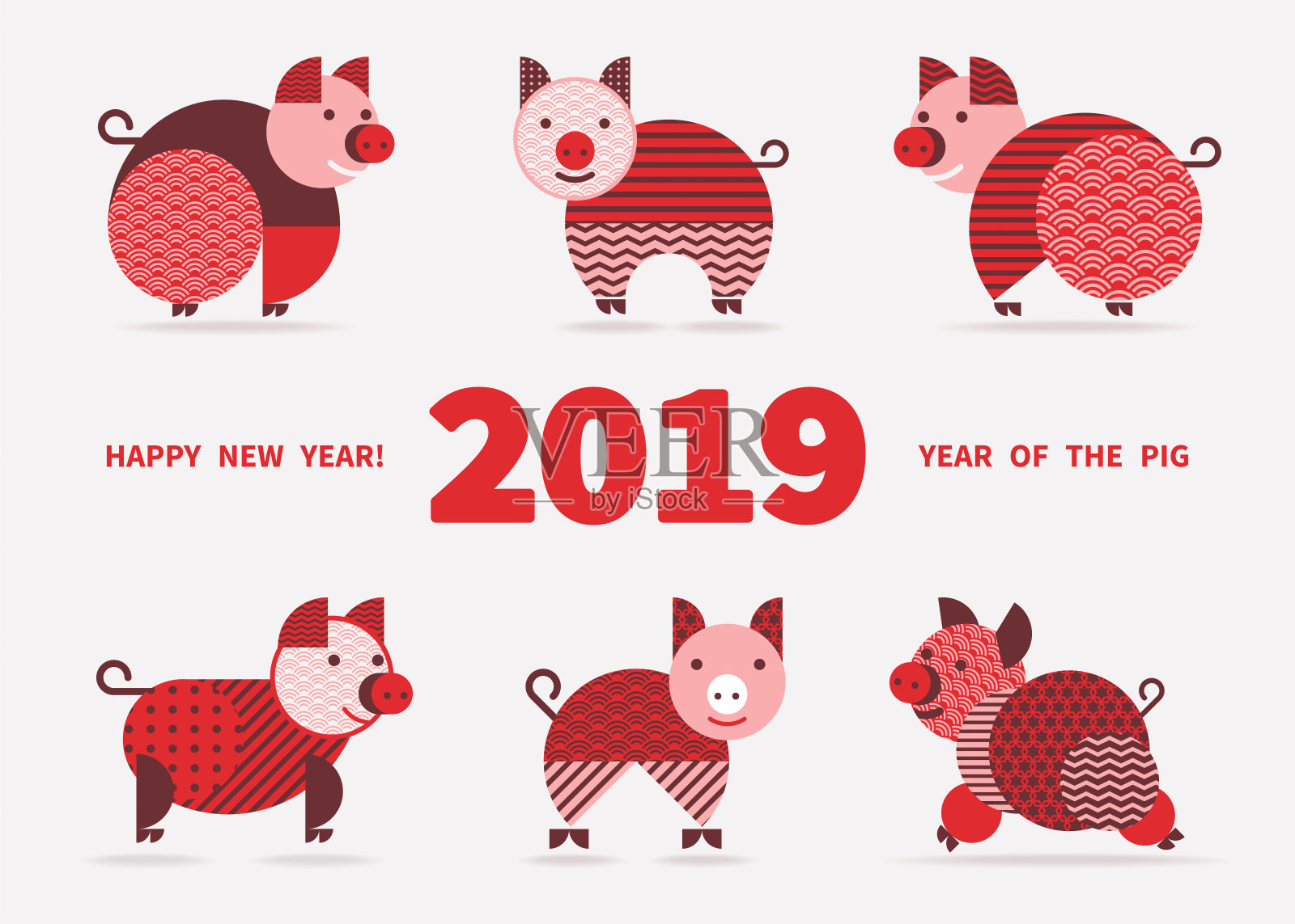 2019年是猪年插画图片素材
