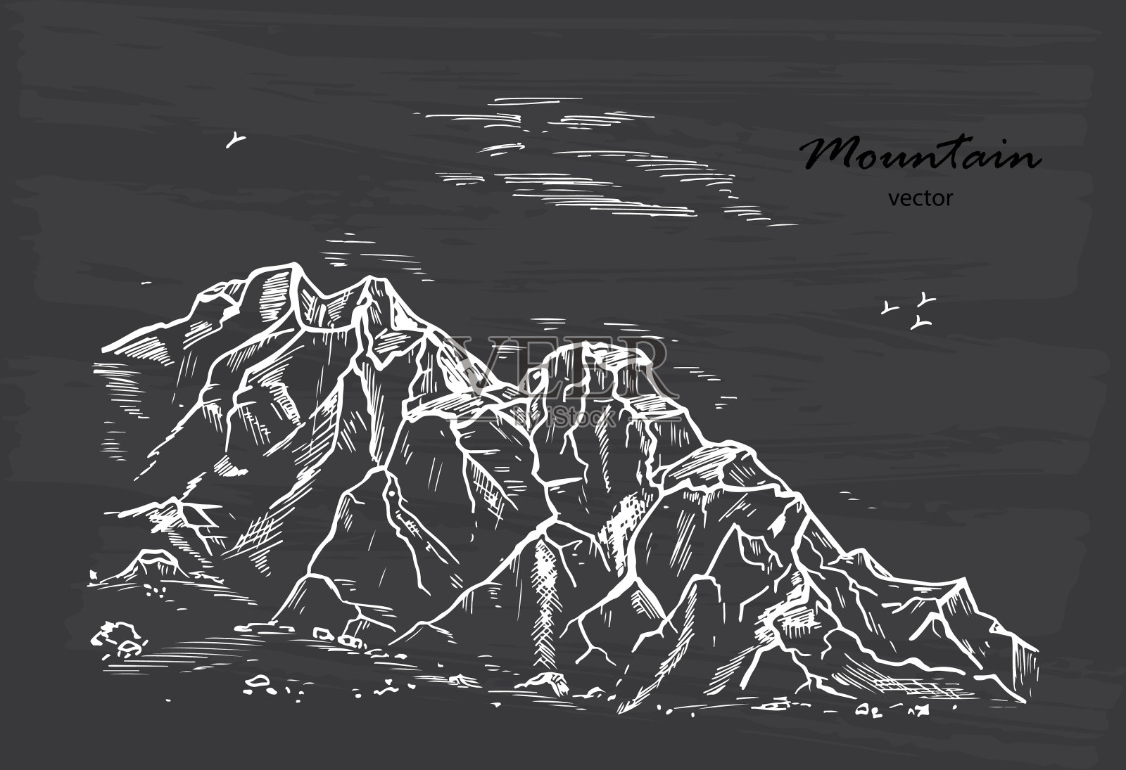 山草图。手绘岩石矢量插图插画图片素材