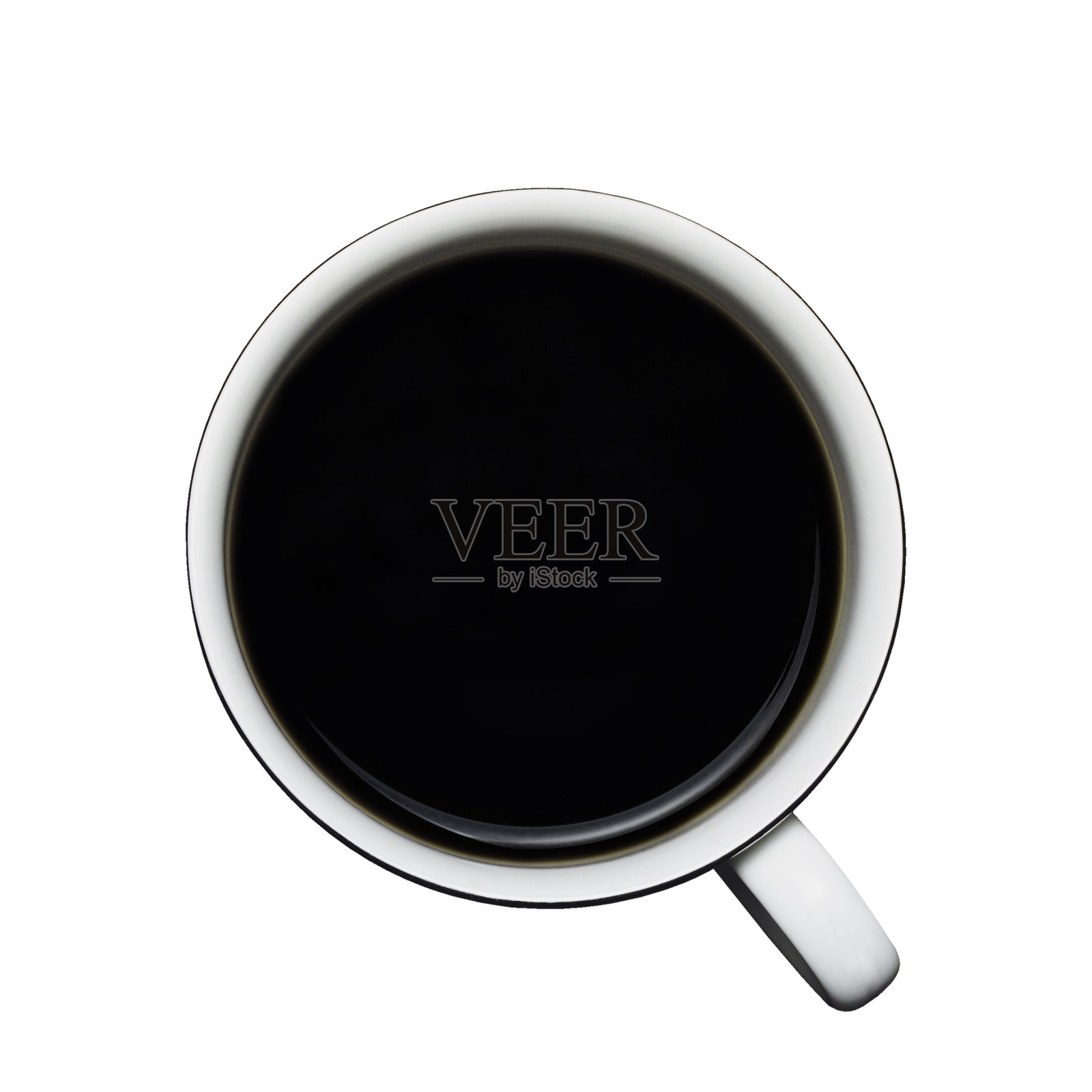 美式咖啡或浓缩黑咖啡孤立在白色背景。俯视图照片摄影图片