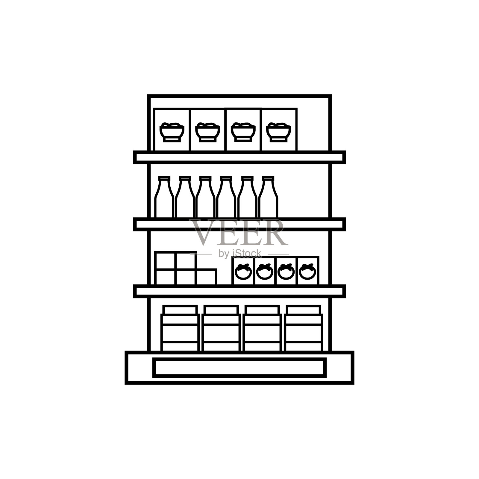 超市零食货架简笔画图片