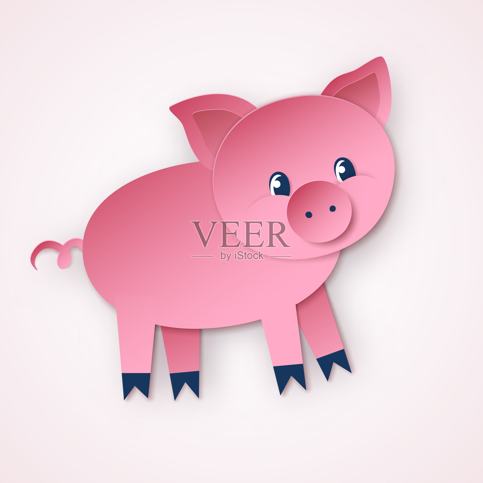 可爱小猪的插画设计元素图片