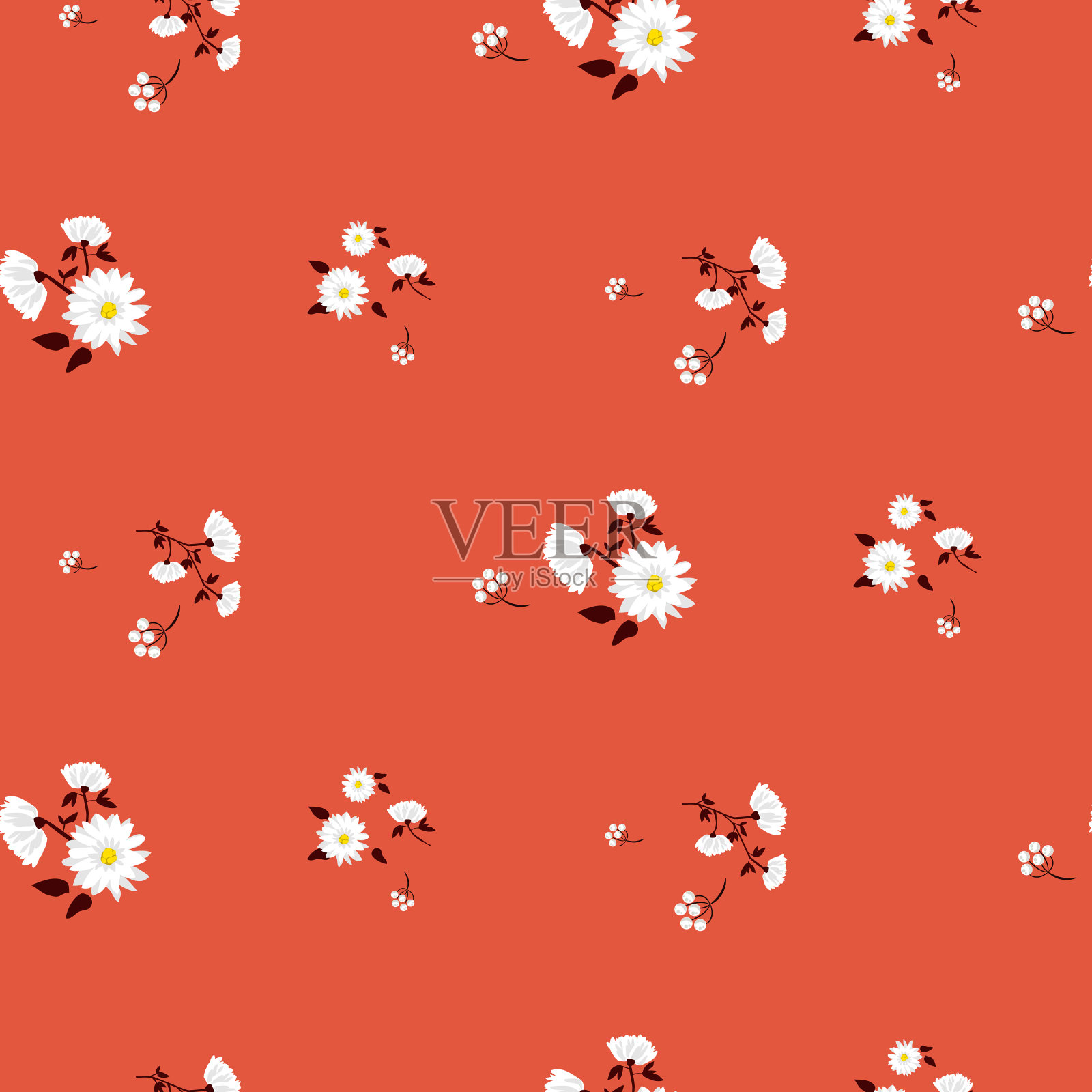 简单的花朵红色无缝矢量图案插画图片素材