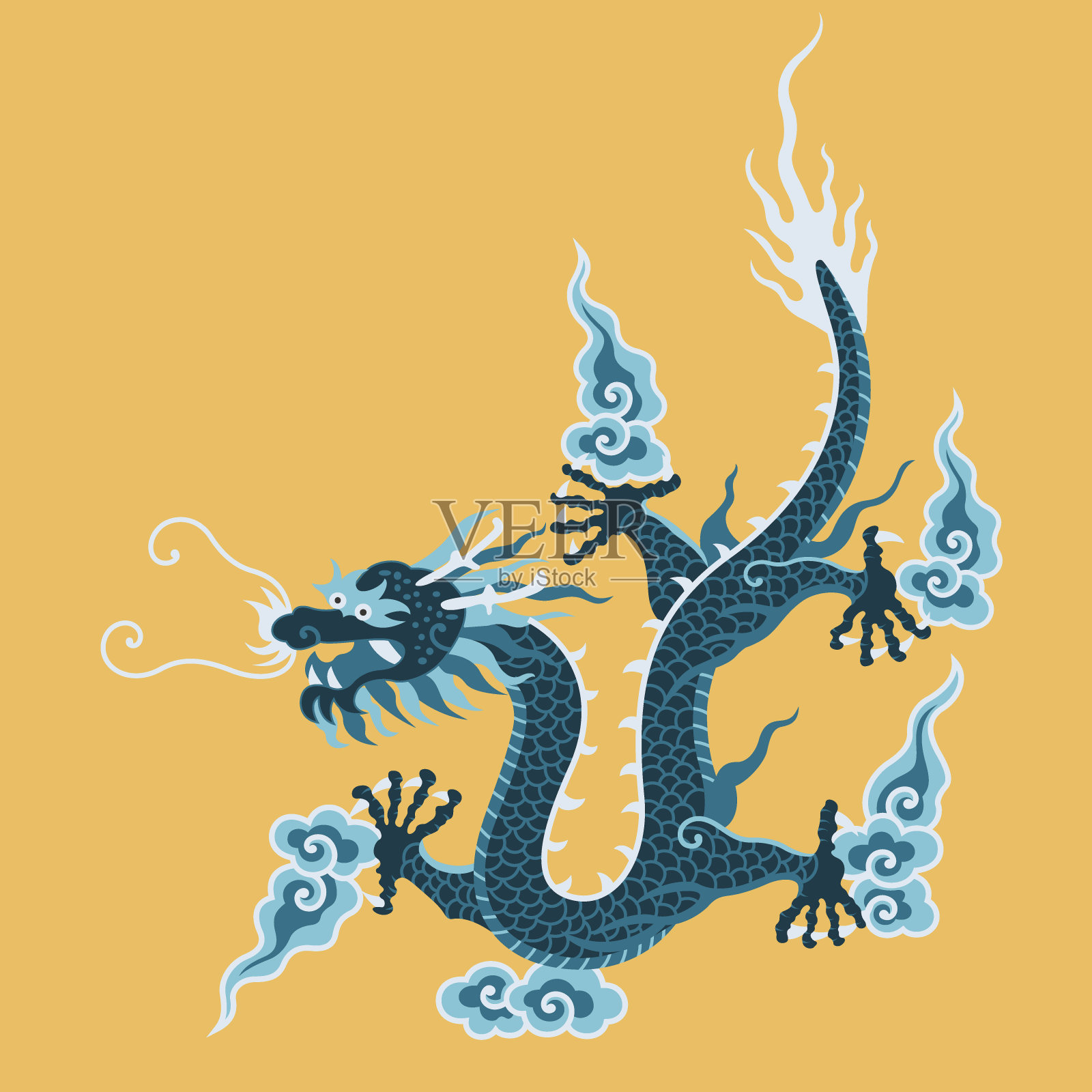 中国传统模式(龙)插画图片素材