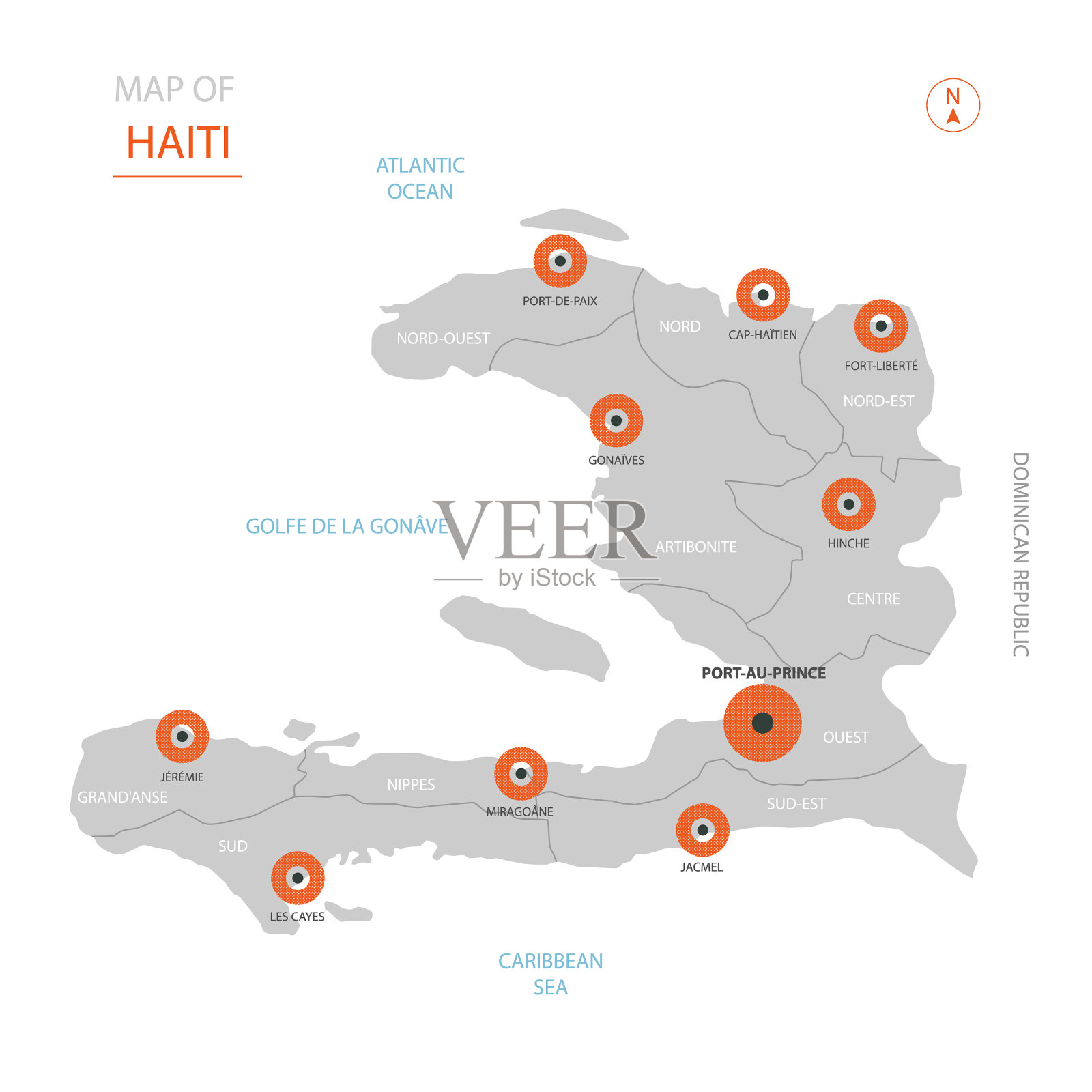 海地地图与行政区划。插画图片素材