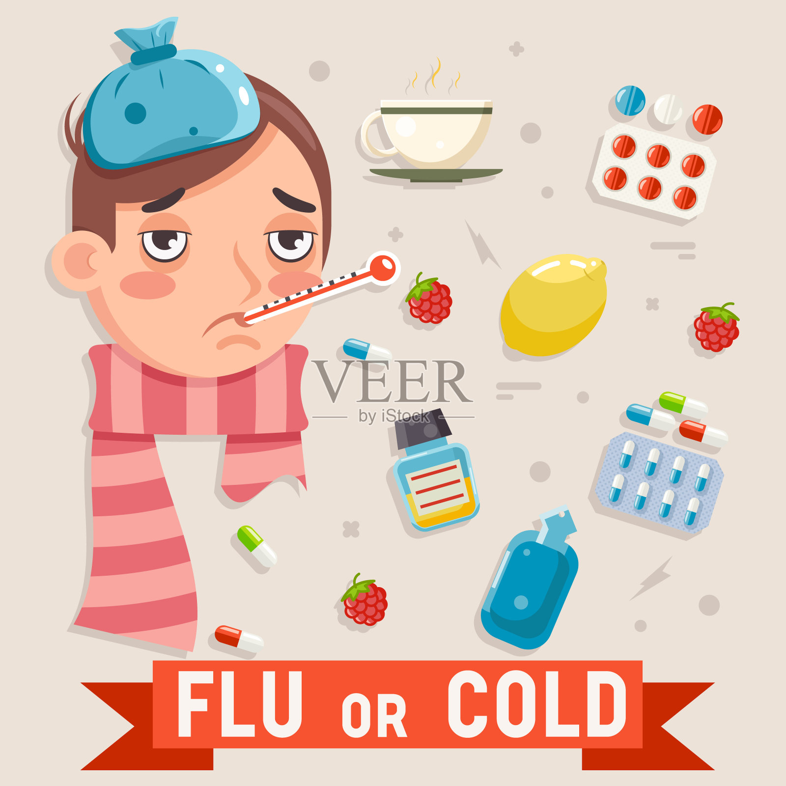 感冒流感疾病疾病药物平面设计矢量插图插画图片素材