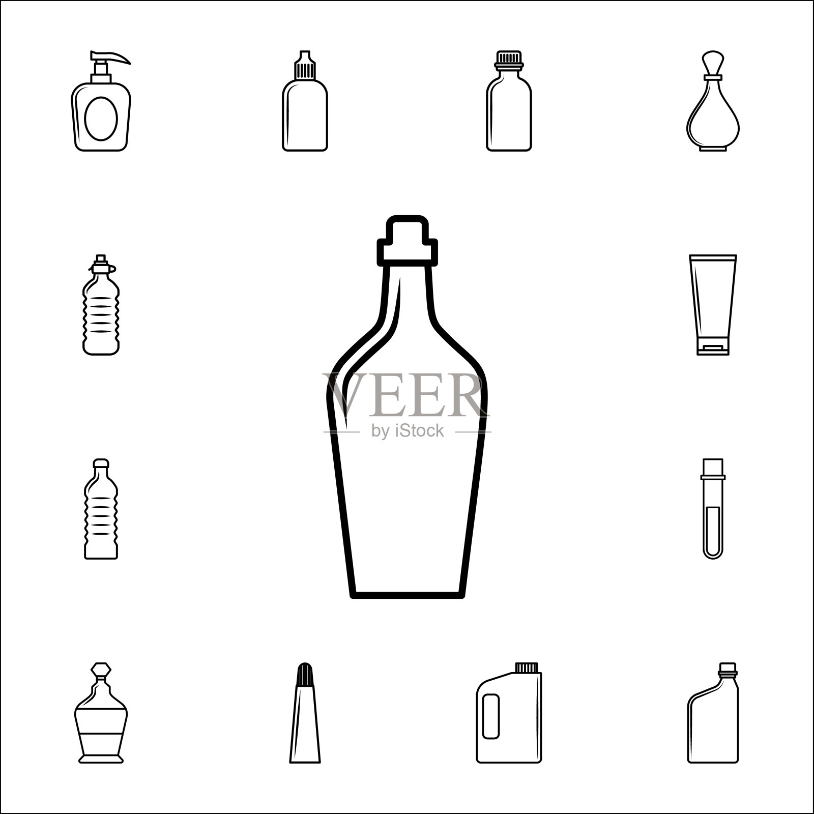 瓶装水的图标。瓶子图标通用设置为网络和移动图标素材
