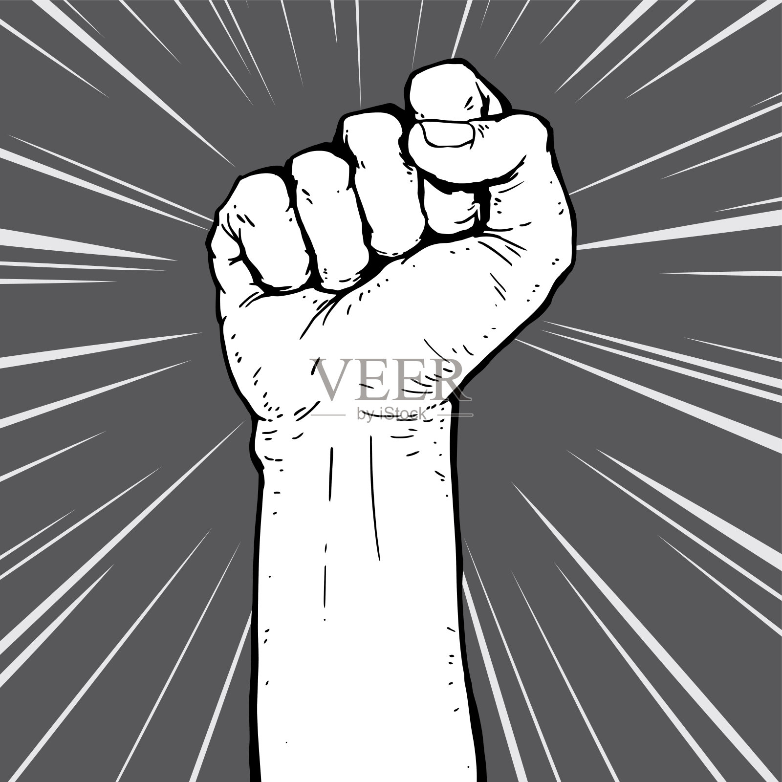拳头男性的手，抗议的象征。功率信号设计元素图片