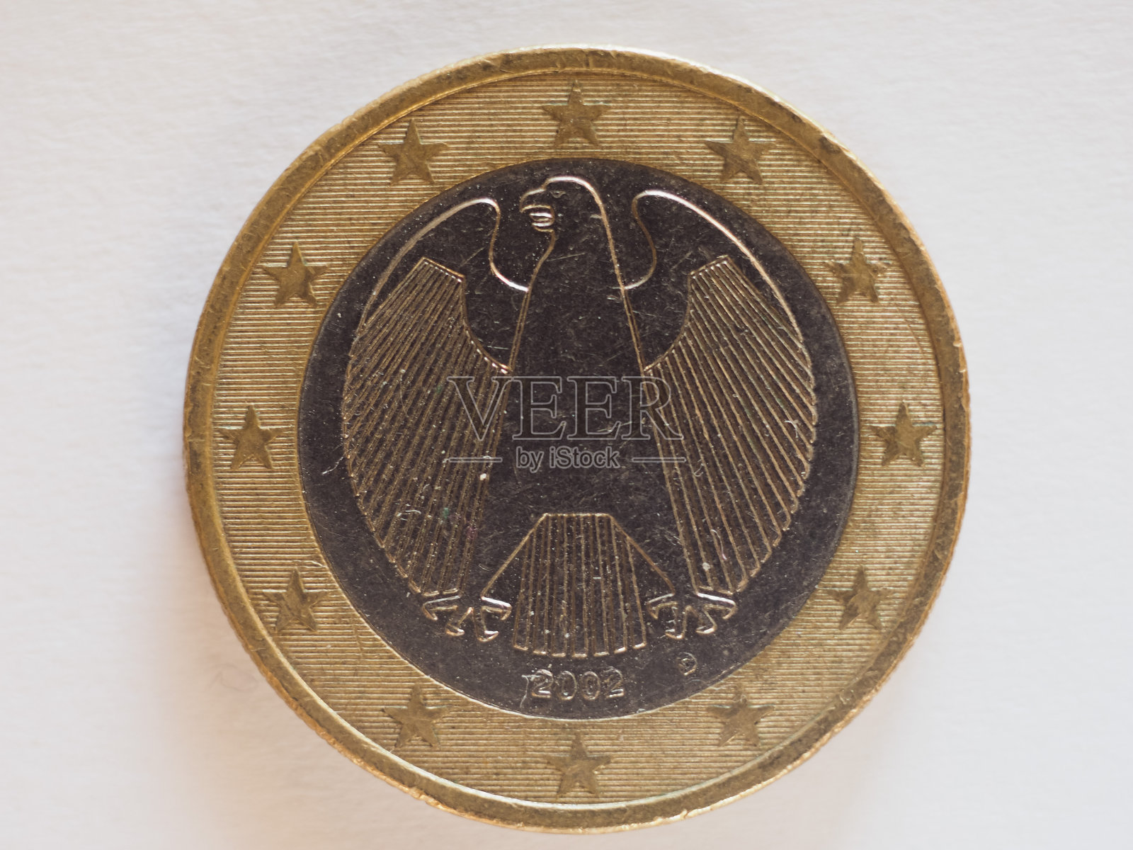 1欧元硬币，欧盟照片摄影图片