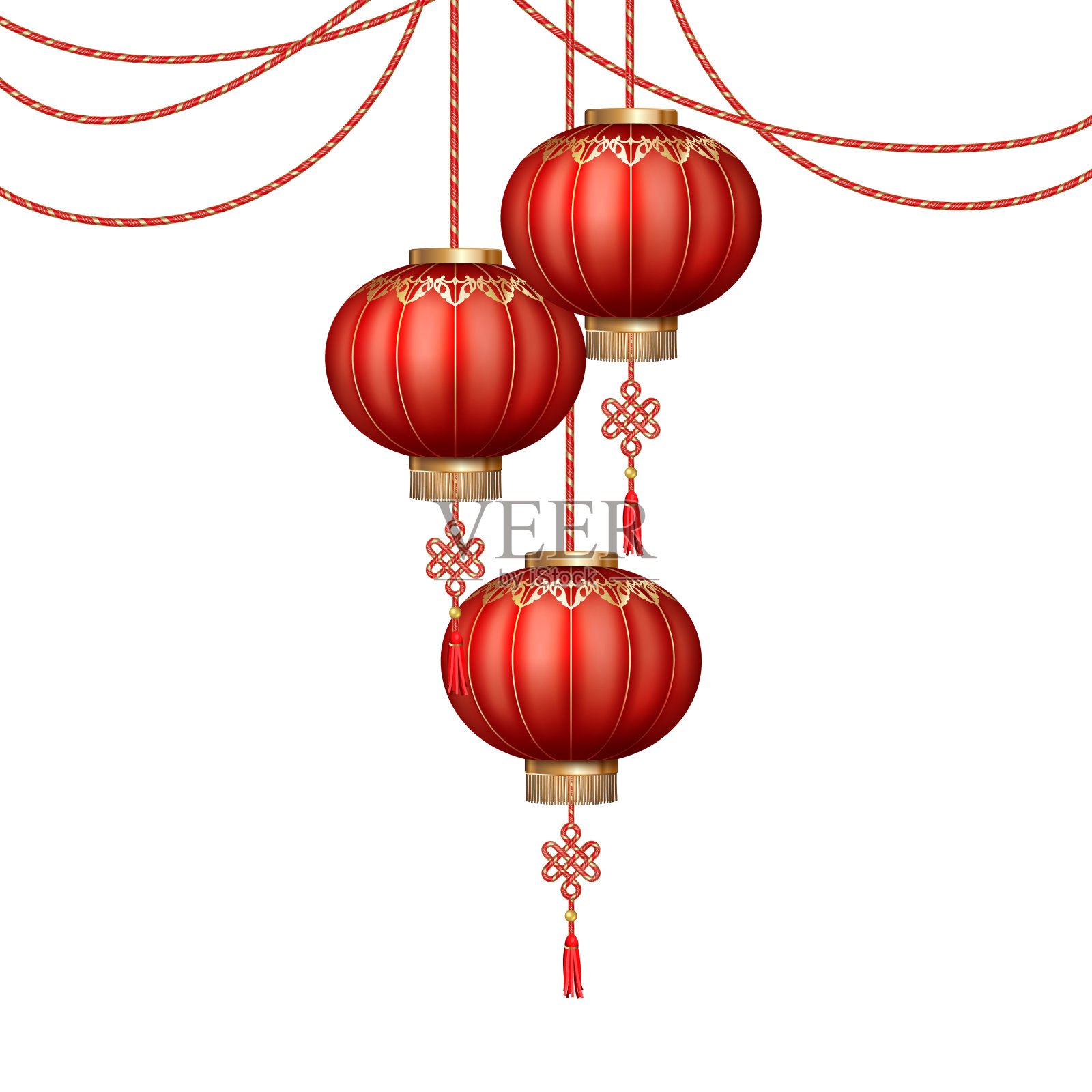 中国丝绸灯笼插画图片素材