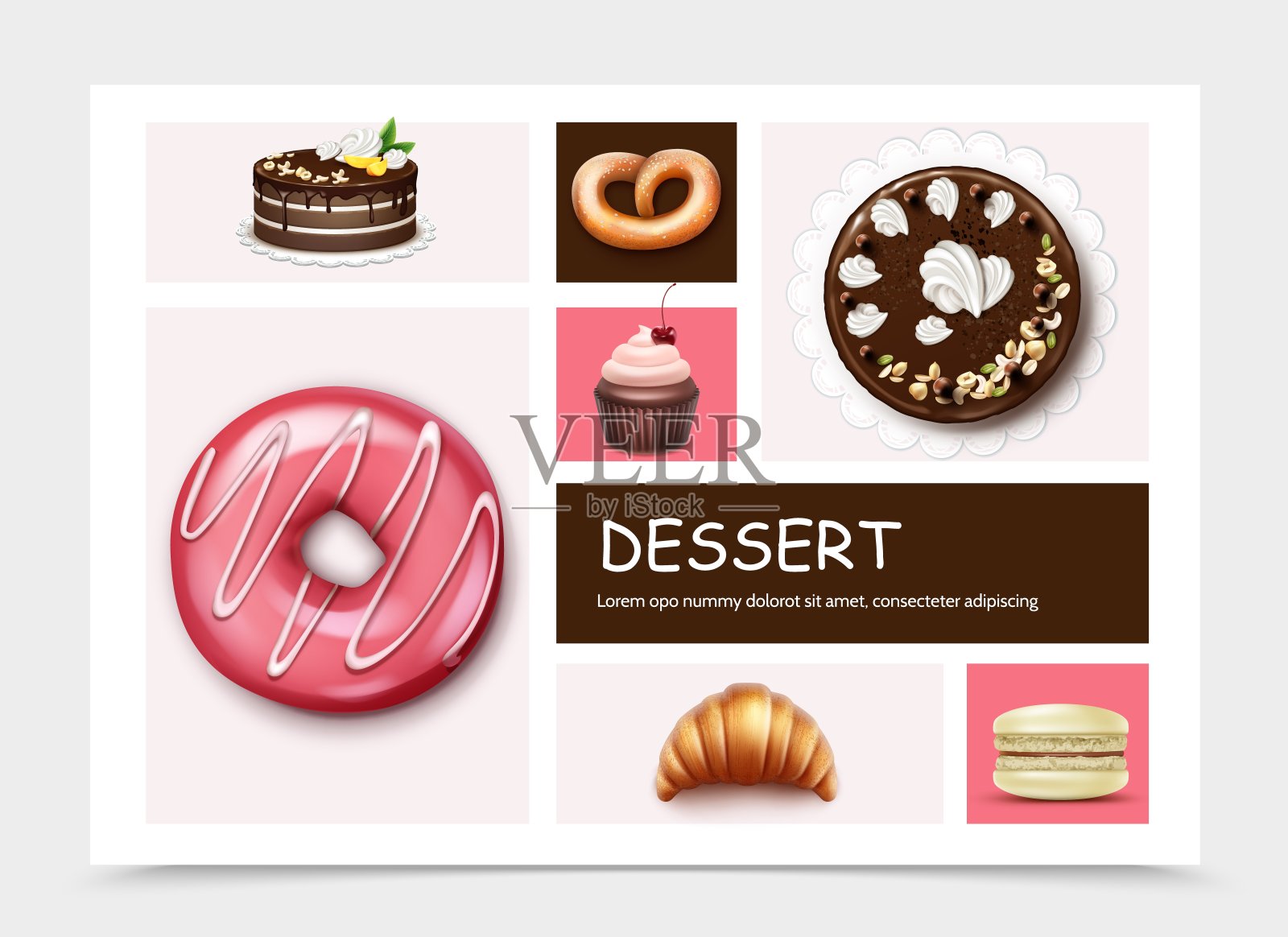 甜点和蛋糕信息图表模板插画图片素材