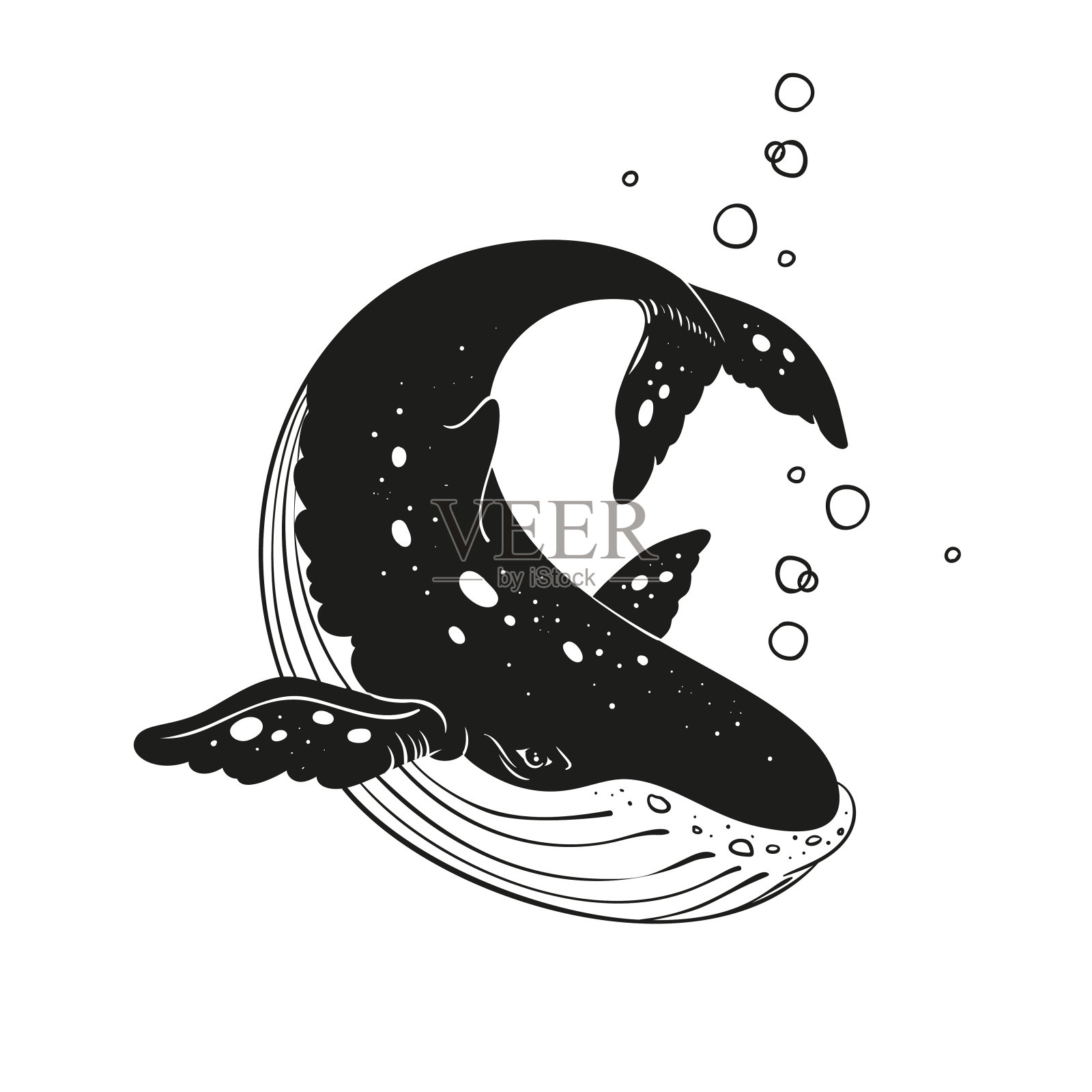 田庄鲸鱼插图。设计元素图片