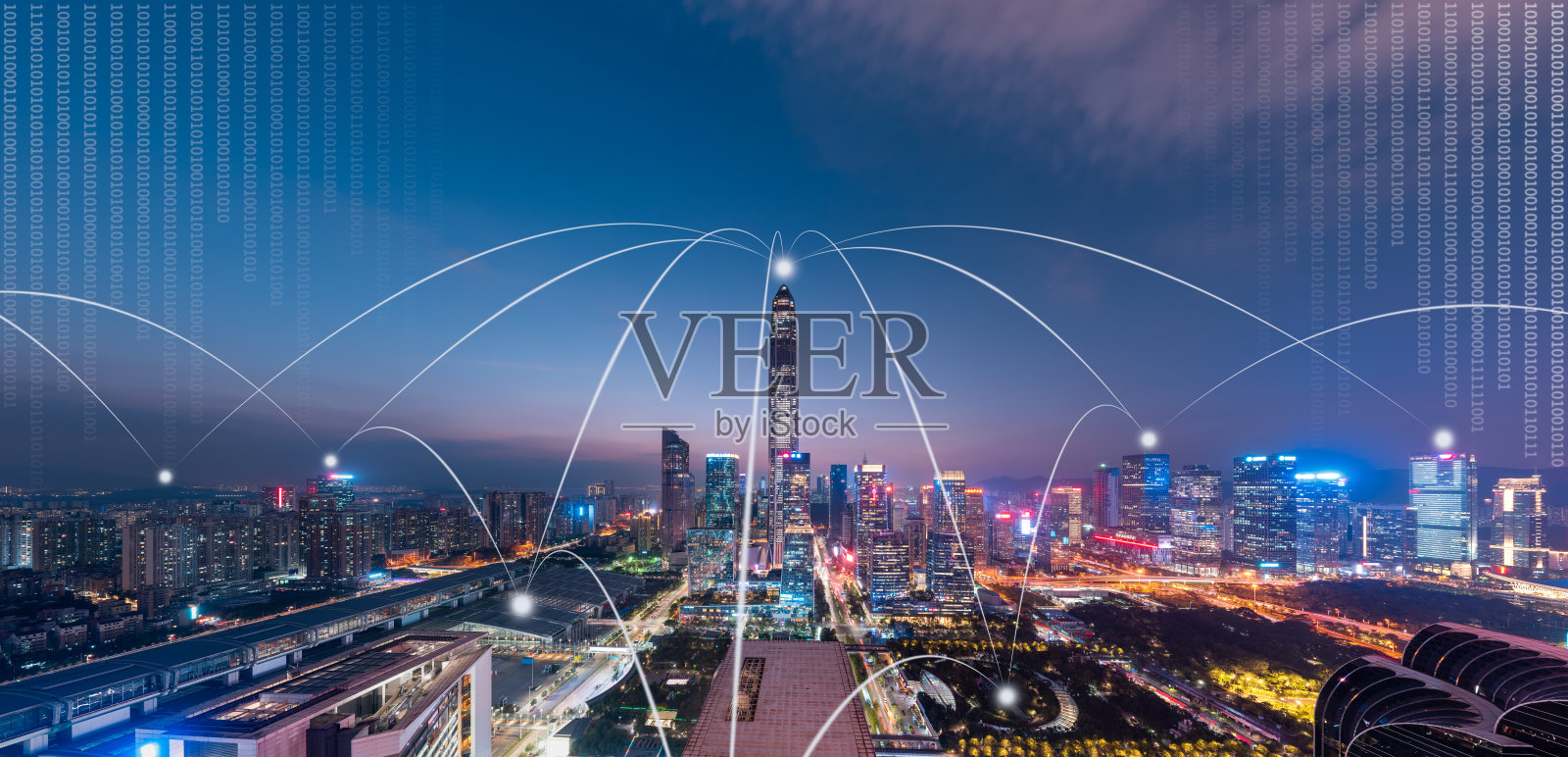 深圳城市景观与金融大数据概念照片摄影图片