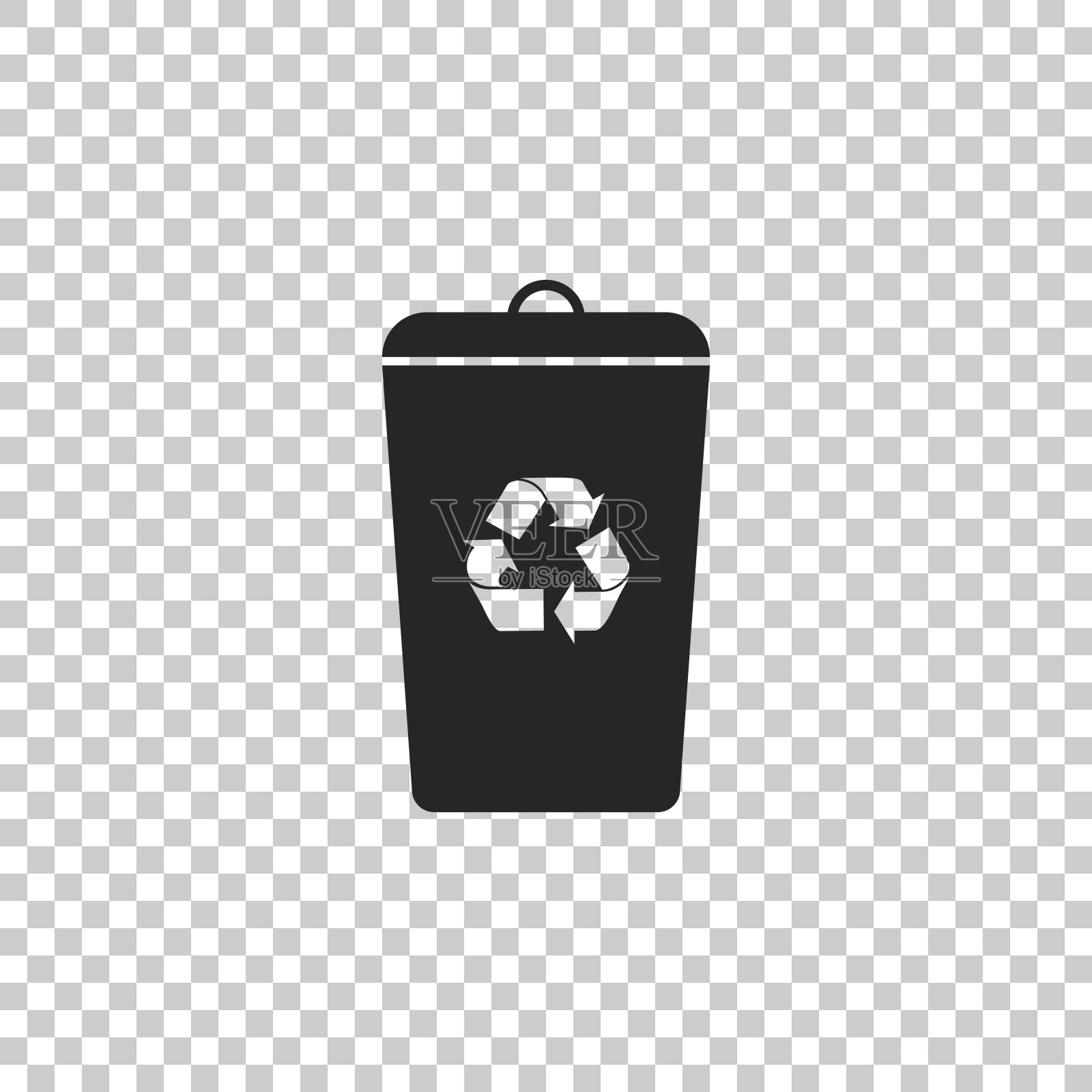 回收站与回收符号图标隔离在透明的背景。垃圾桶图标。平面设计。矢量图图标素材