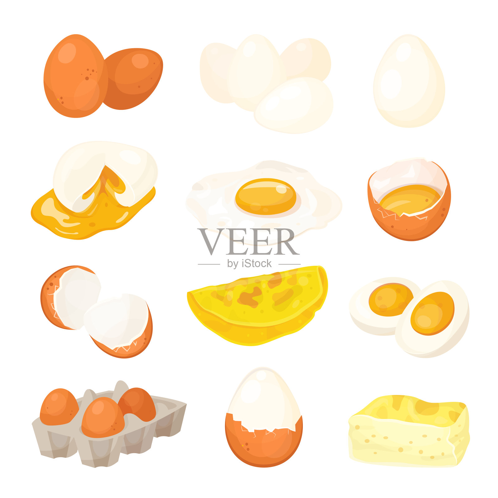 鸡蛋套，农场天然鲜食材插画图片素材
