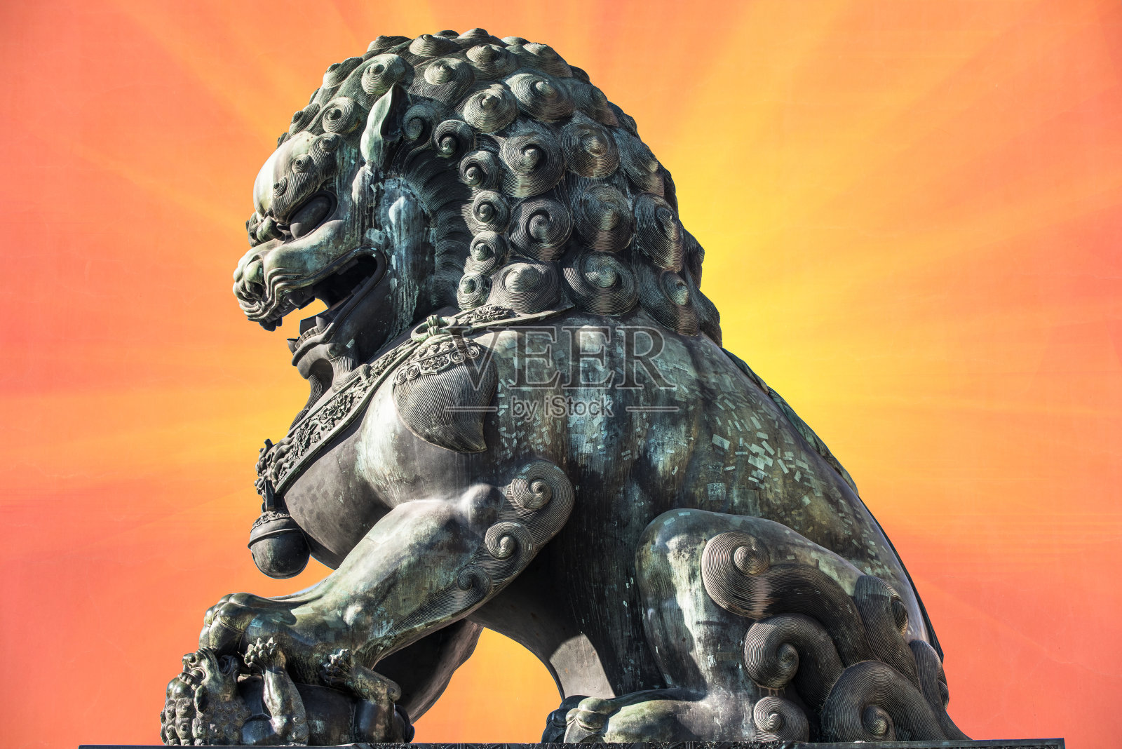 紫禁城的狮子雕像照片摄影图片