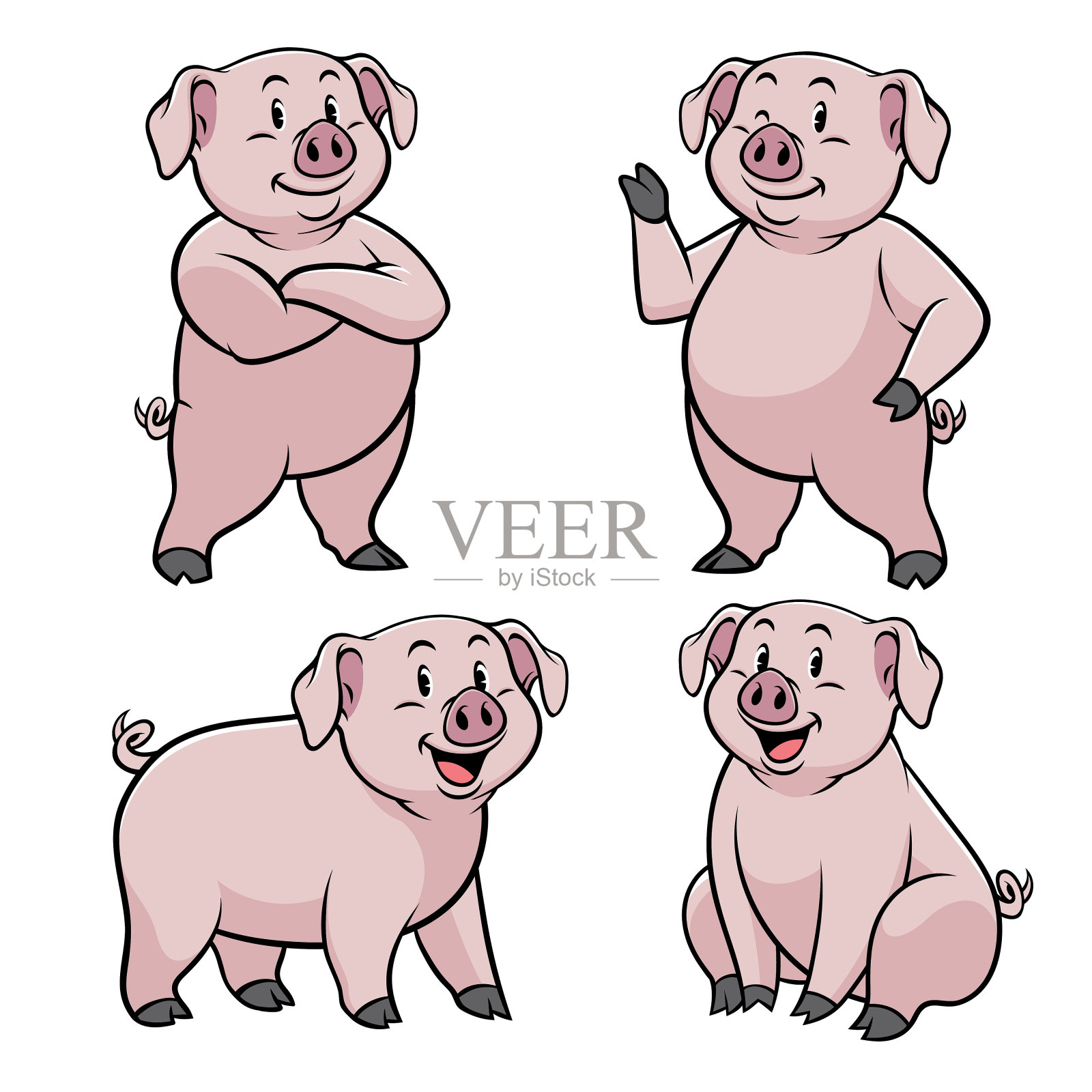 卡通风格的猪设计元素图片