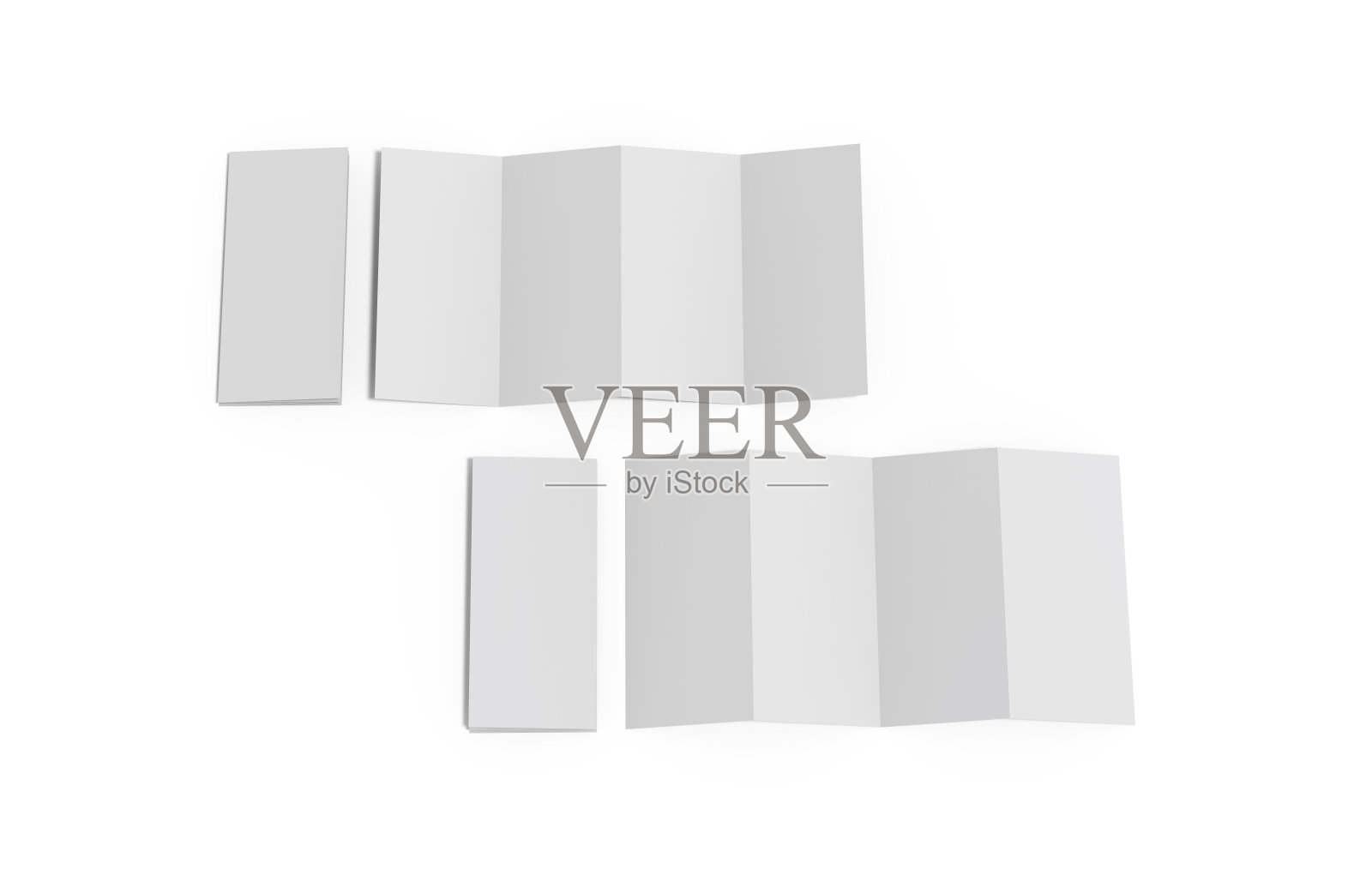 手风琴折叠宣传册，四折宣传册，八页四板传单，手风琴折叠模拟模板上孤立的白色背景，3d插图照片摄影图片