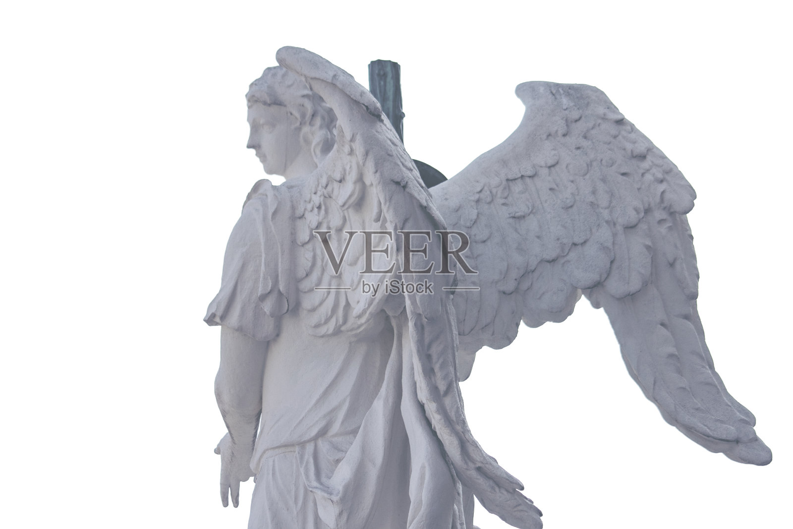 希腊天使雕像孤立在白色照片摄影图片