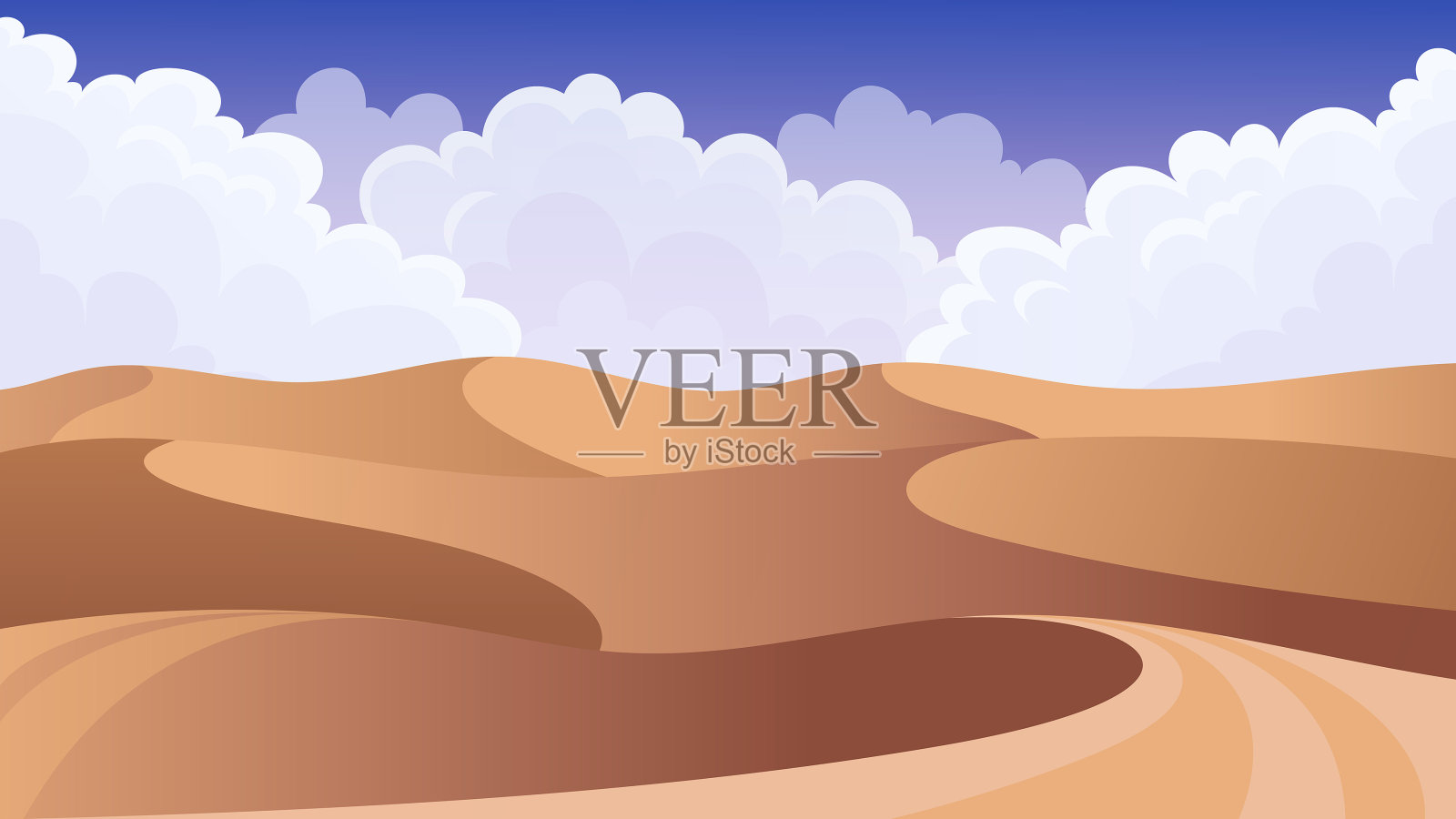 沙漠景观矢量背景。插画图片素材