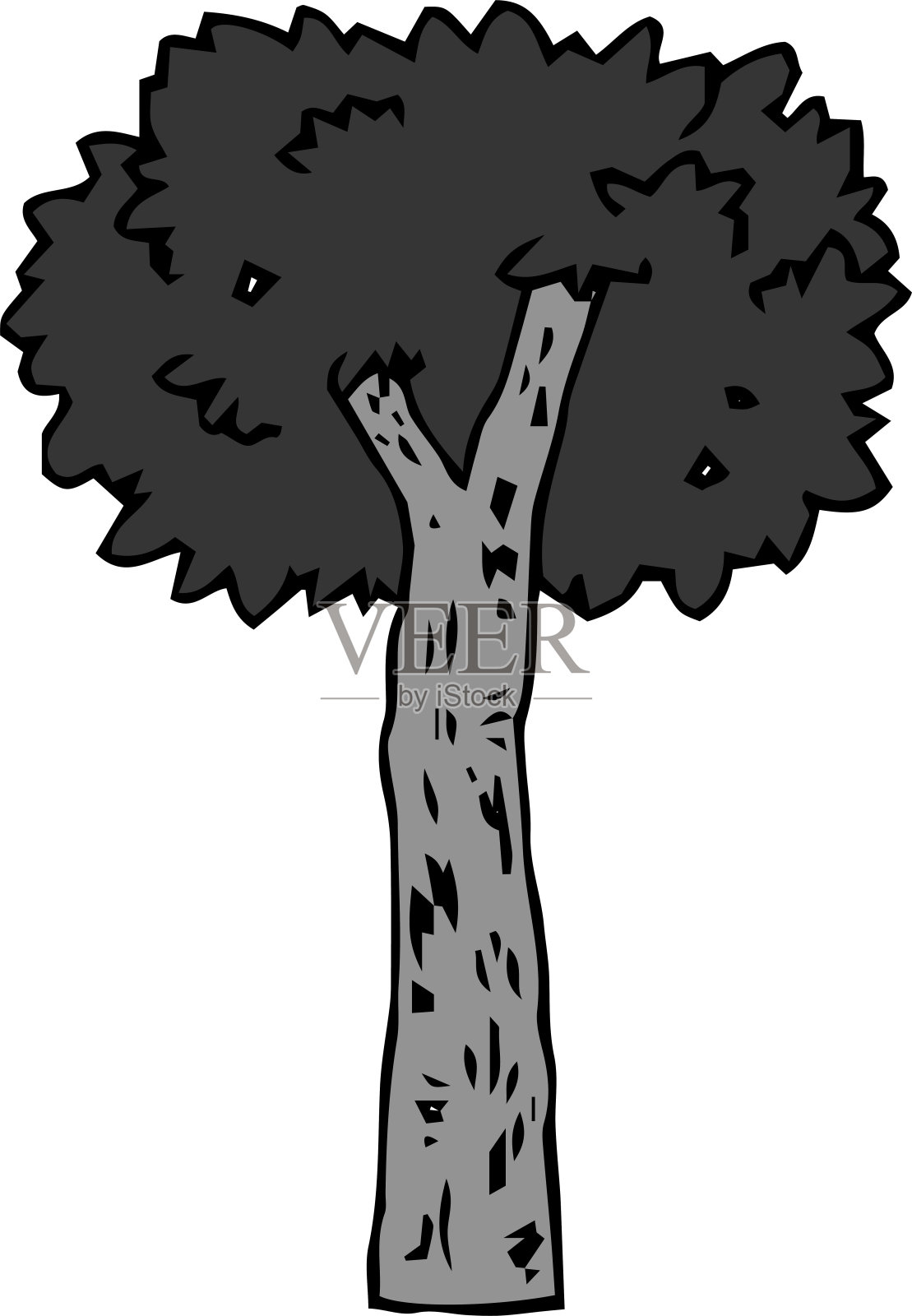 单色素描的自然树设计元素图片
