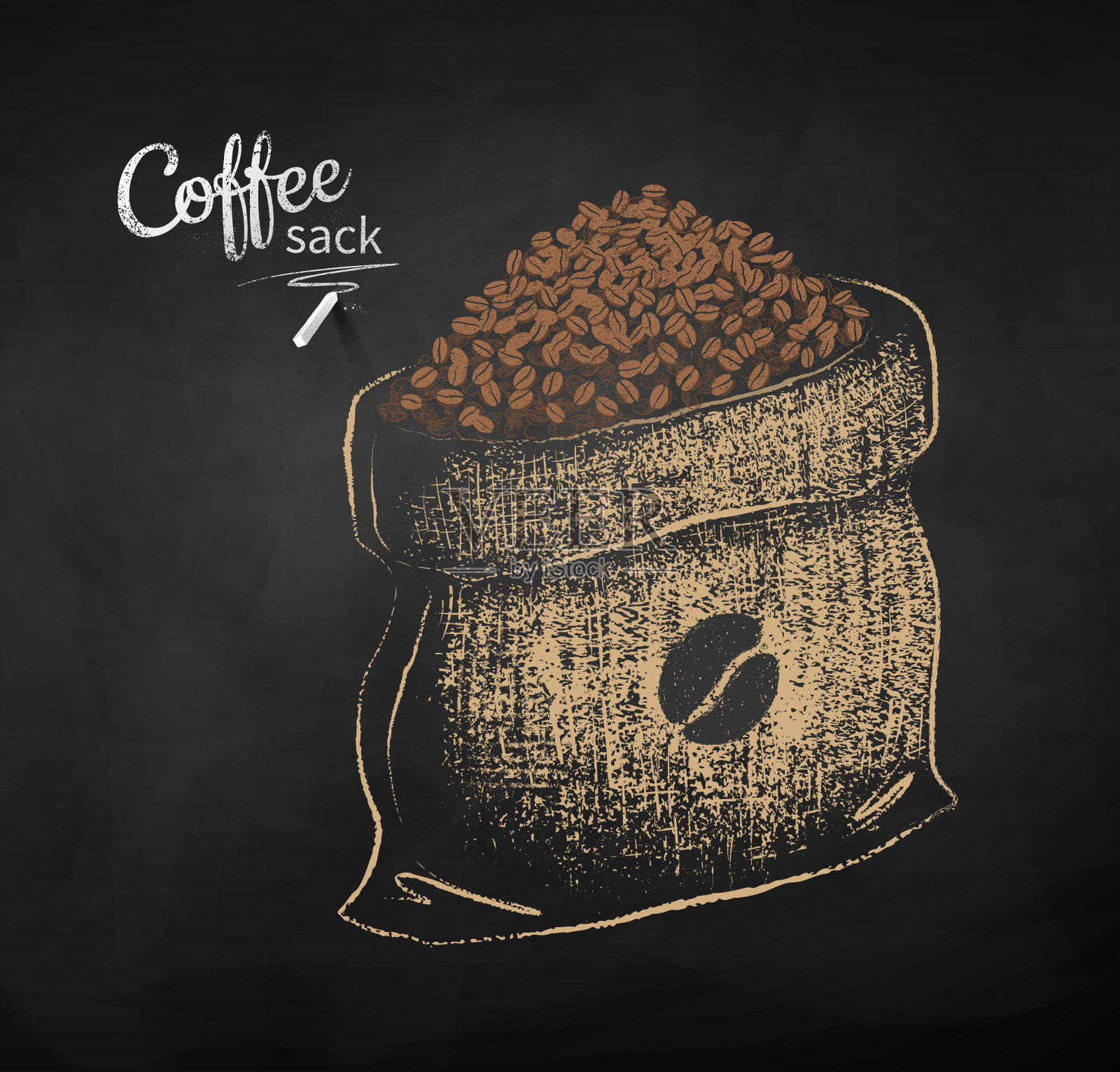 开袋咖啡豆示意图插画图片素材