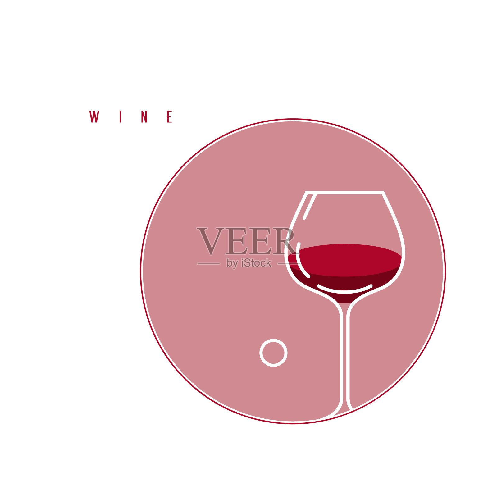 酒的图标。插图与葡萄酒杯。品酒、菜单、酒单、餐厅、酒庄、商店等设计元素。标签上写着红酒。设计元素图片