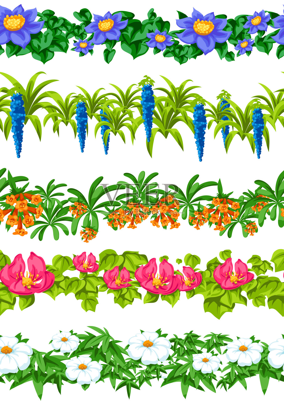 无缝模式与热带花卉。奇异的热带植物。插画图片素材