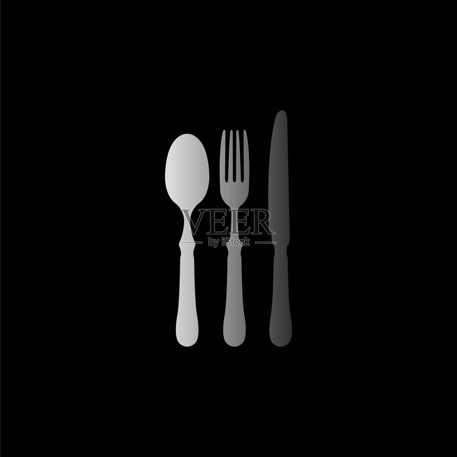 叉勺刀-黑色矢量图标插画图片素材
