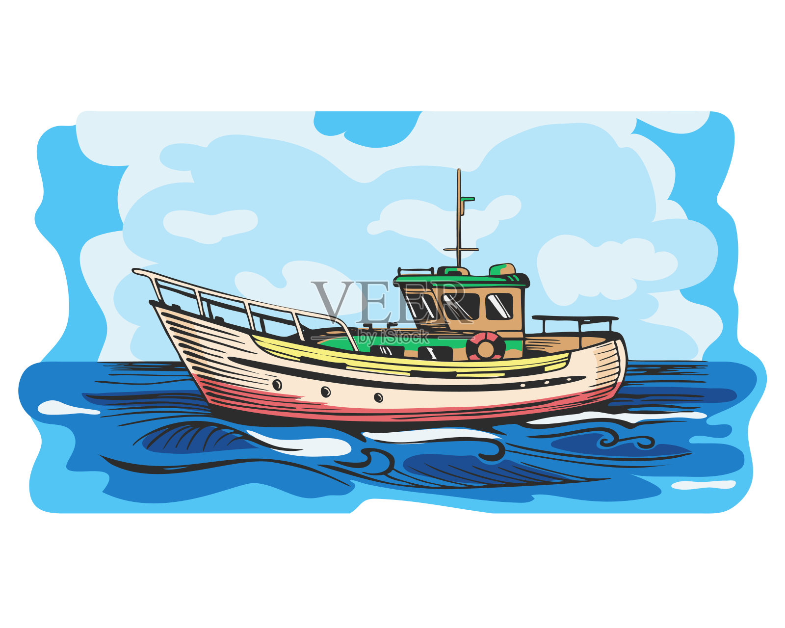 机动游艇矢量插画图片素材