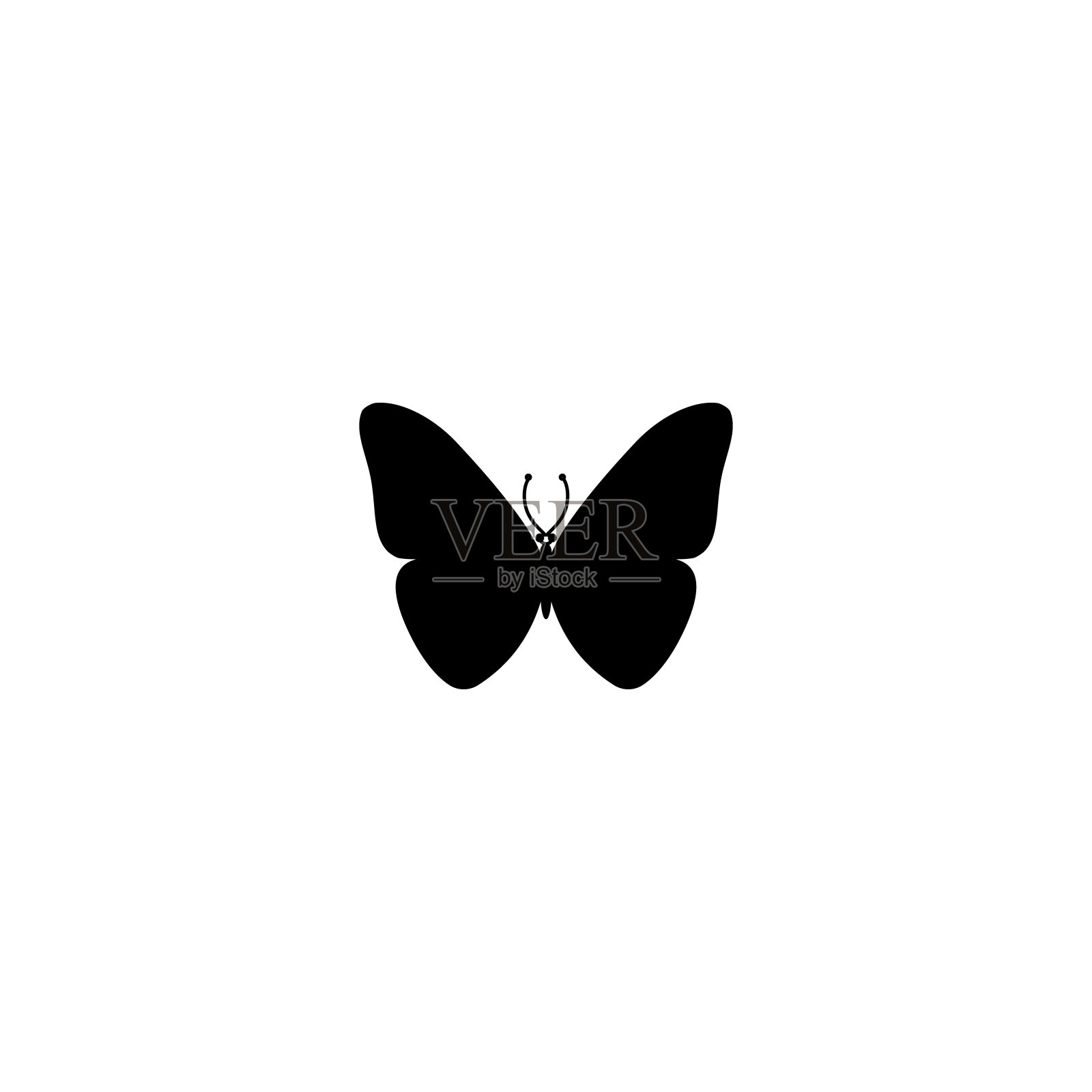 蝴蝶的剪影。矢量插图上的白色。设计元素图片