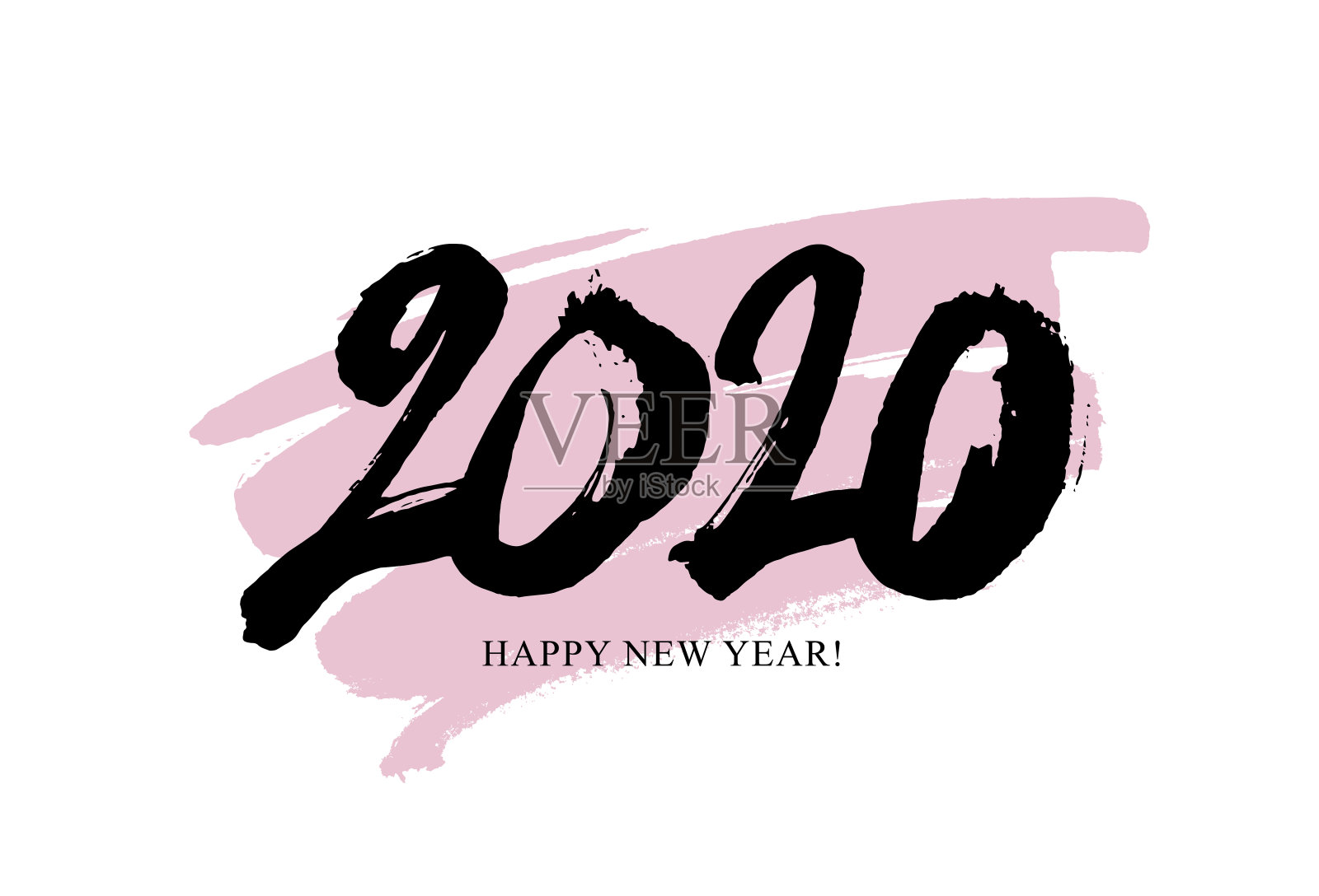 2020年新年快乐。手绘的数字。插画图片素材