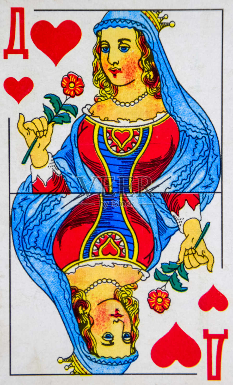 扑克牌红桃皇后-扑克牌套装插画图片素材