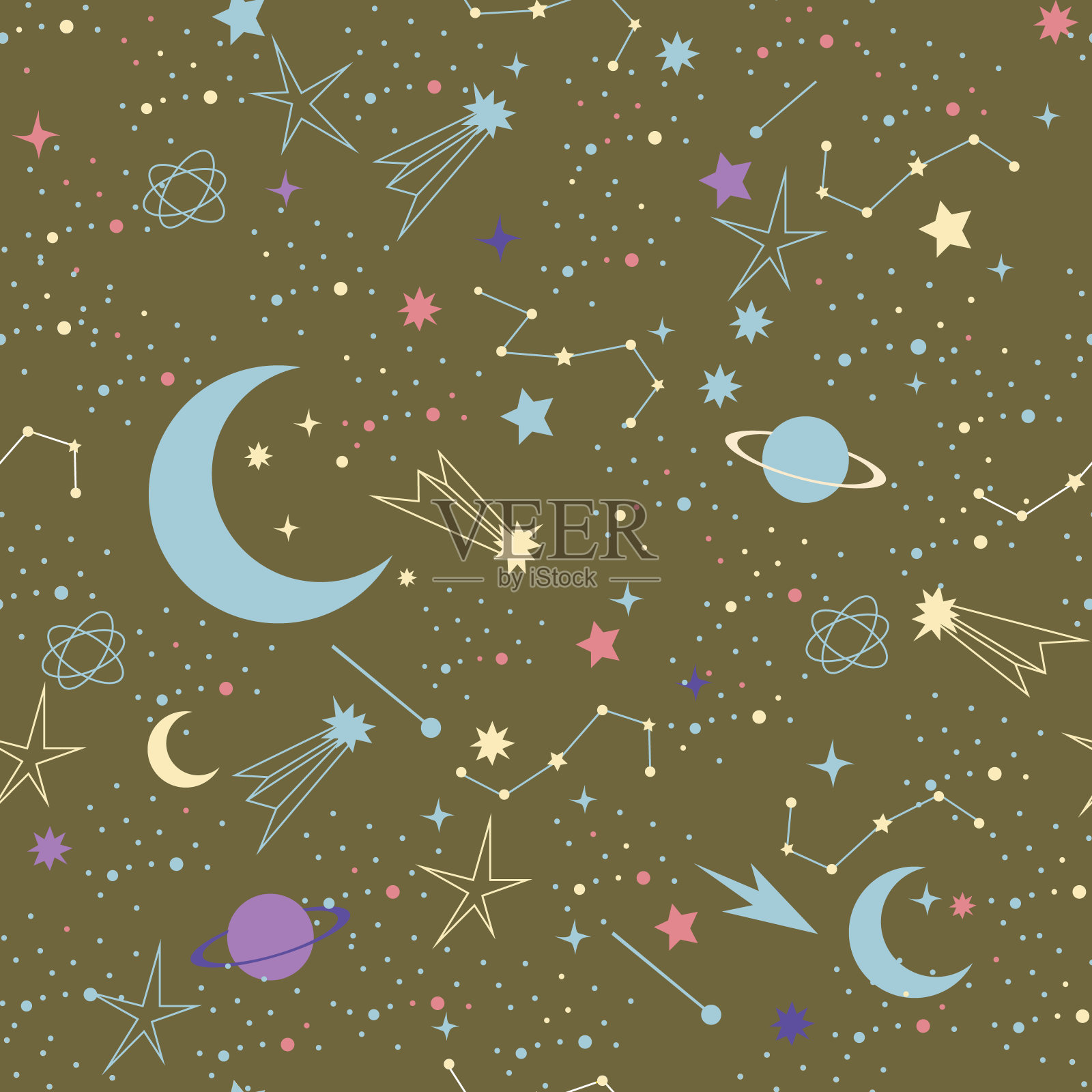 星空背景，空间矢量图案。插画图片素材