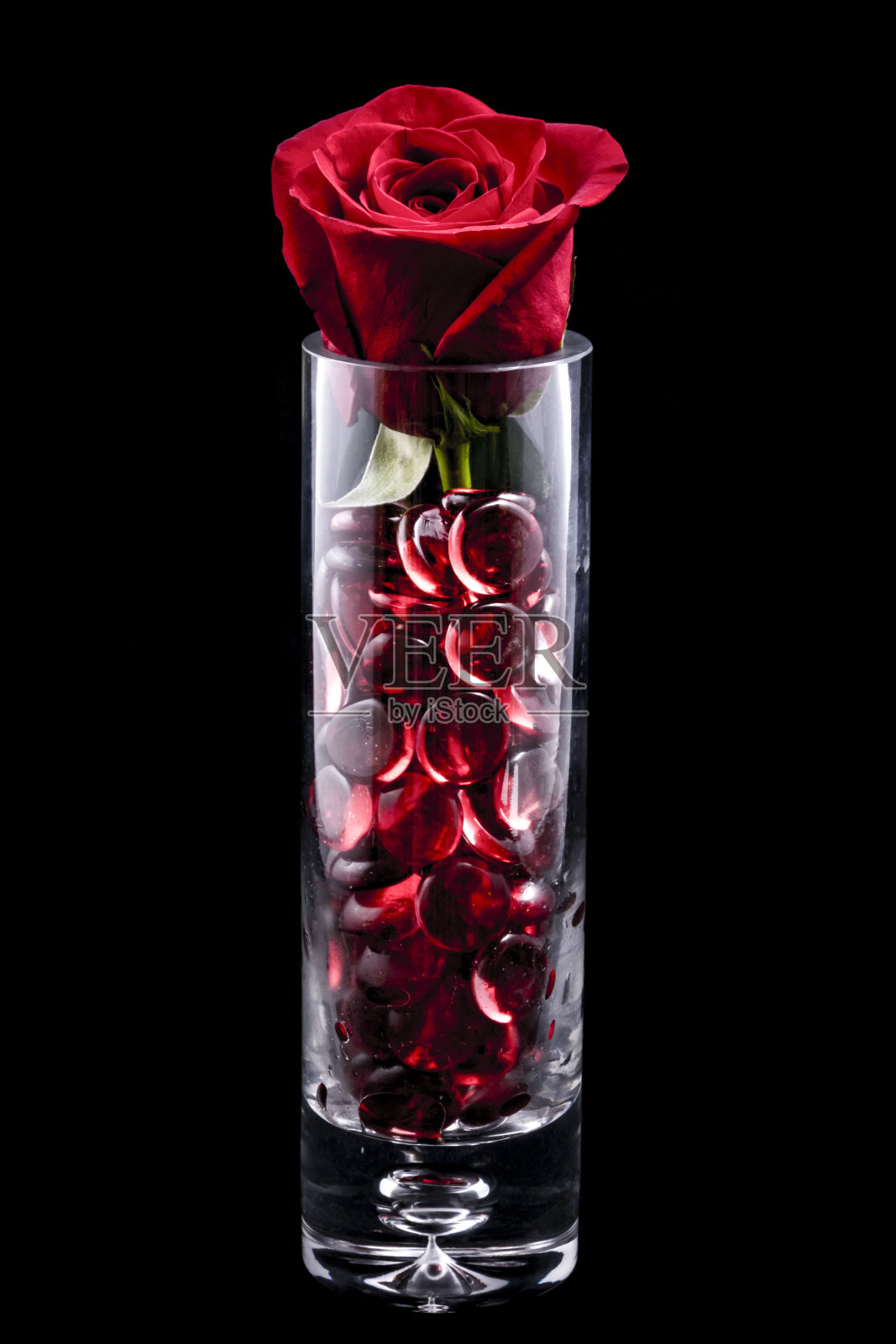 红玫瑰配红珠子照片摄影图片