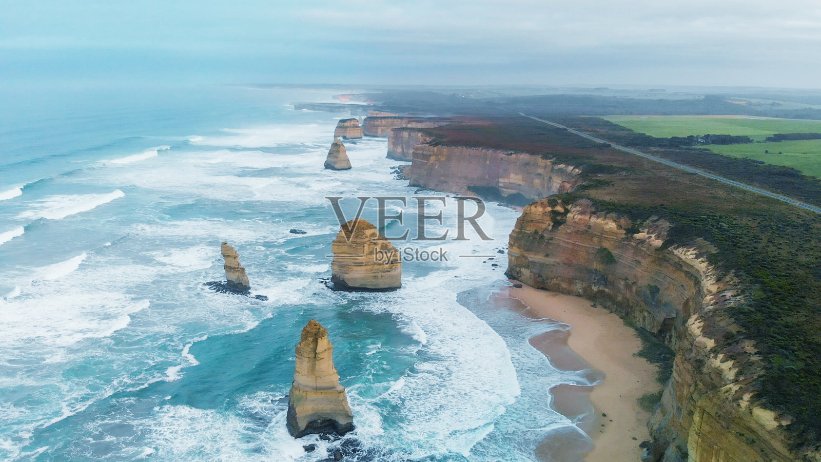 鸟瞰图十二使徒，坎贝尔港国家公园，维多利亚，澳大利亚照片摄影图片